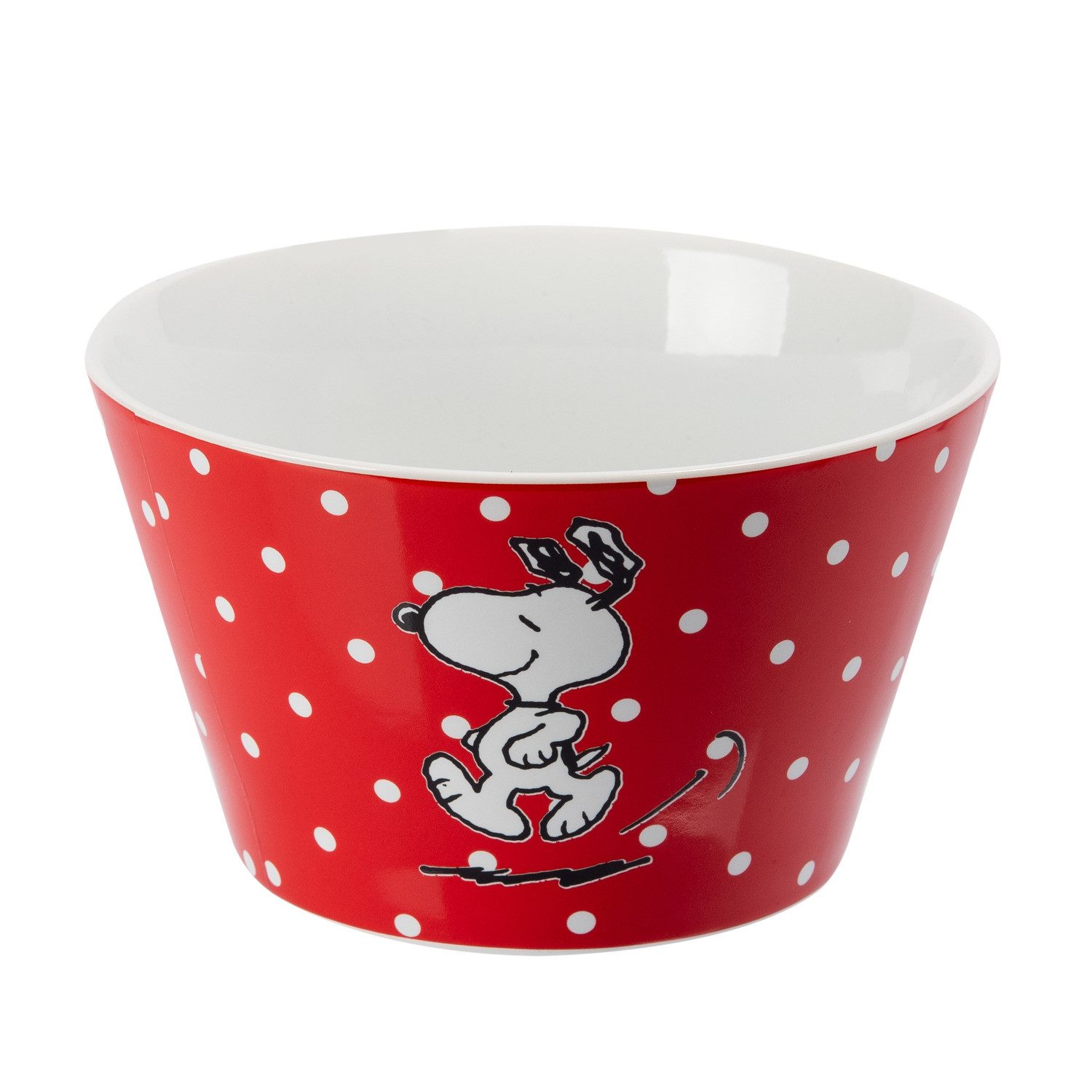 United Labels® Müslischale The Peanuts Müslischale Snoopy - Rot mit Punkten Porzellan 500ml, Porzellan