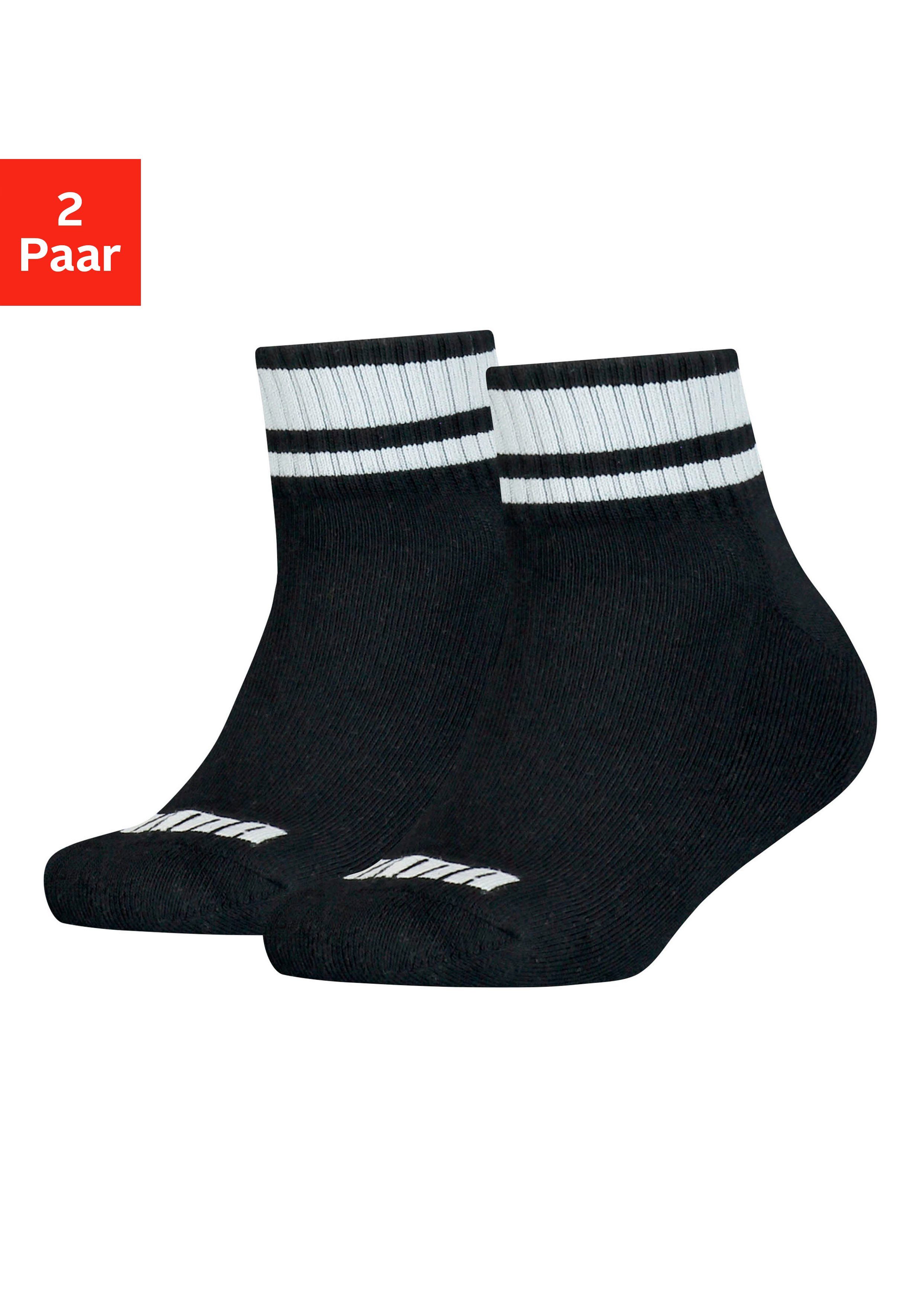 Kurzsocken schwarz PUMA gestreiften Bündchen Clyde Junior mit (2-Paar)