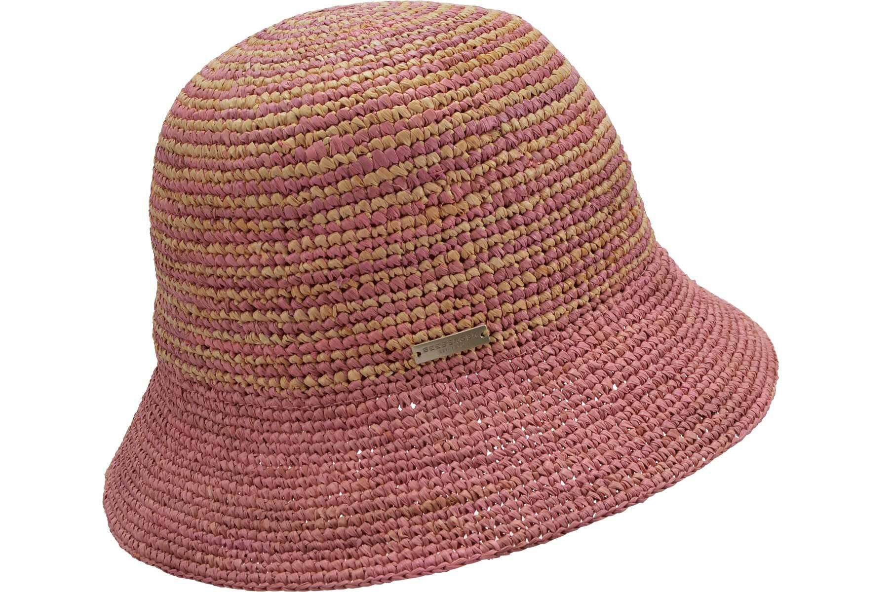 Strohhut Raffiastroh Glocke mit Streifenmuster 55340-0