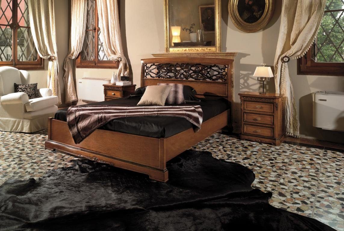 3tlg Italienische Garnitur Holz Möbel Schlafzimmer-Set, JVmoebel Schlafzimmer Nachttisch Möbel