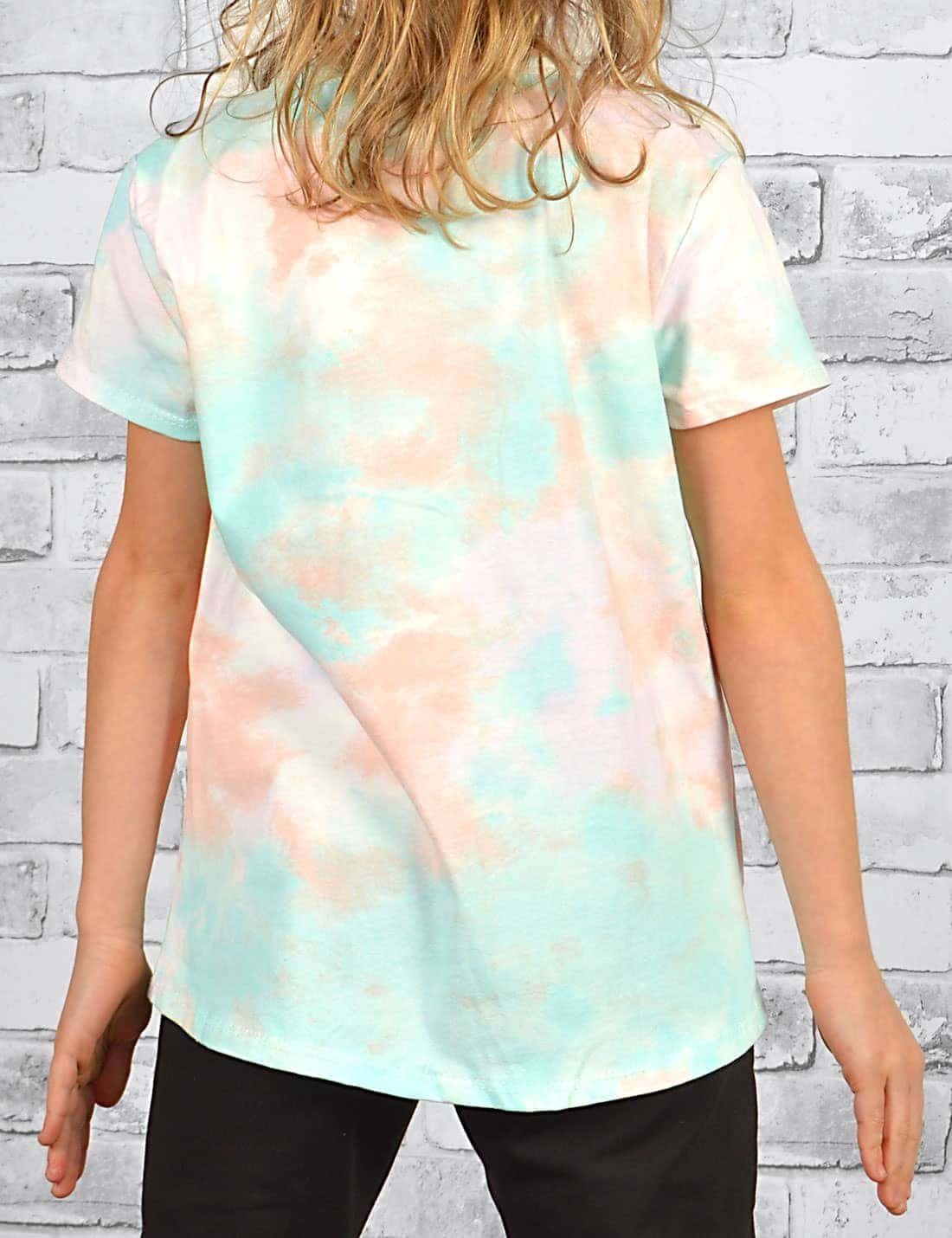 KMISSO Mädchen Print Lachs T-Shirt T-Shirt (1-tlg) Batikdruck Bärchengesicht mit