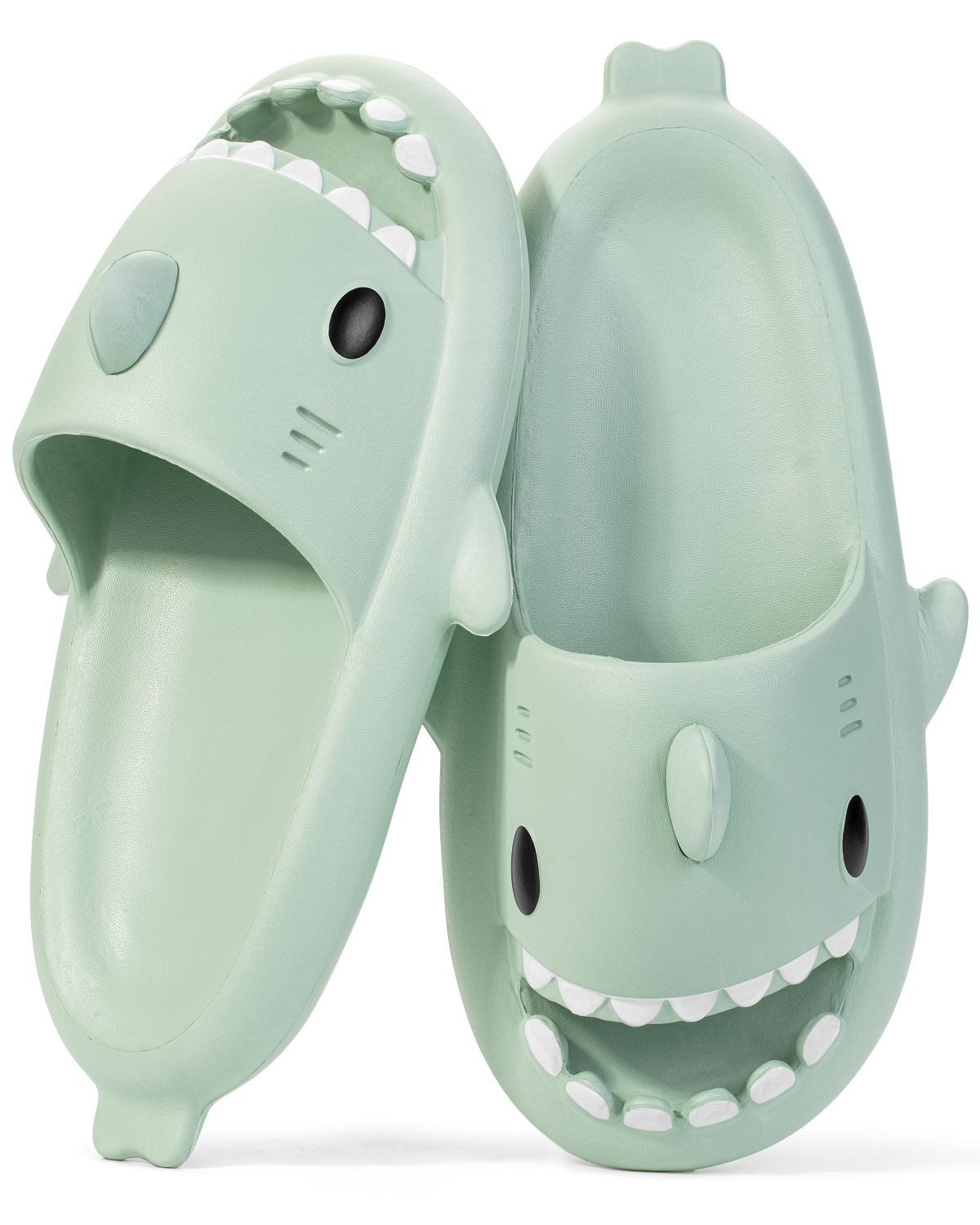 Corimori Bequeme Hai Badeschuhe im Haifisch-Design Badeschuh (Packung, Geschenk) lustige, rutschfeste, schnell trocknende Badeschlappen EU Größe 36-37