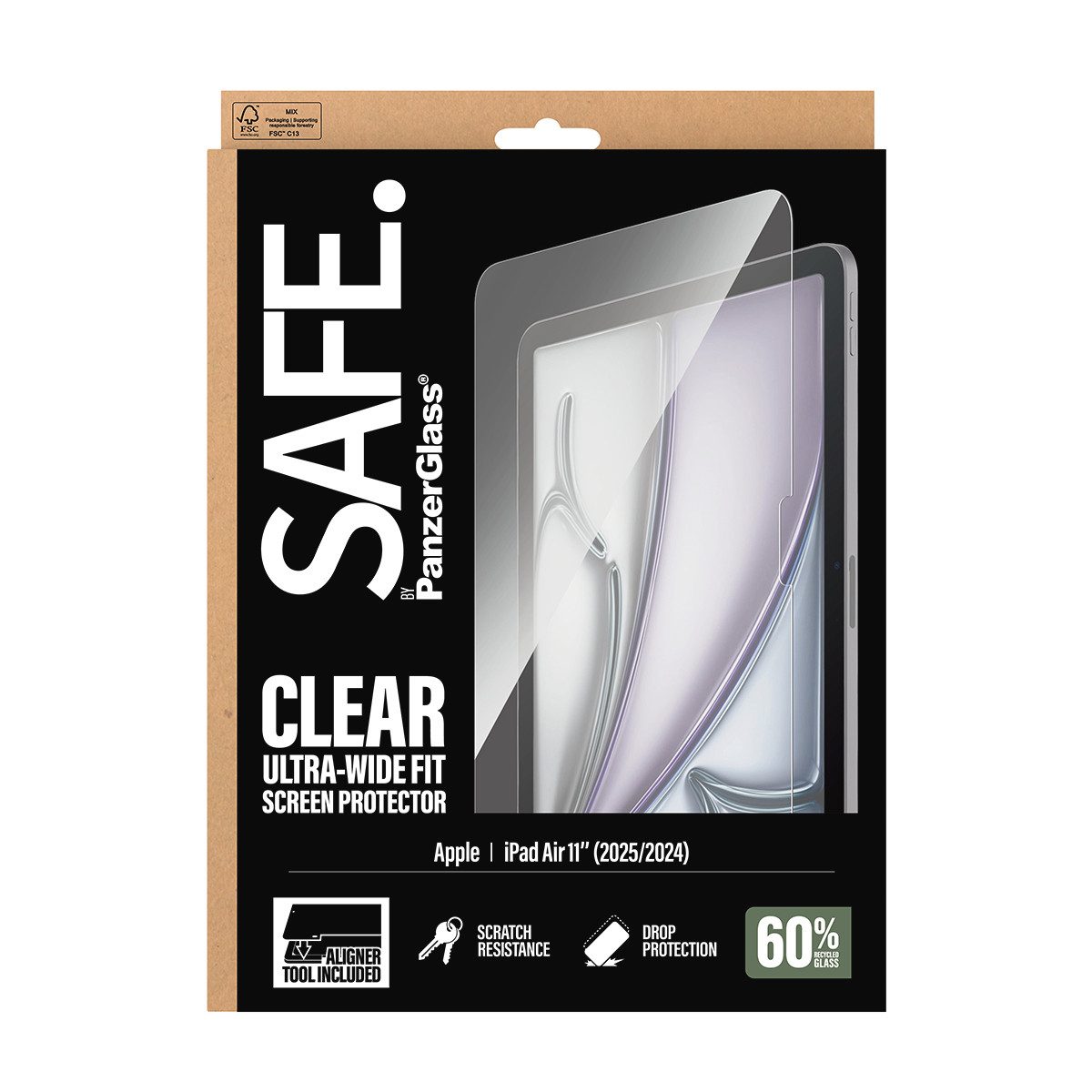 SAFE by PanzerGlass Displayschutzglas Ultra-Wide Fit Screen Protector für Apple iPad Air 11" (2025/2024), Displayschutzfolie, Schutzfolie, Bildschirmschutz, kra – Bild 5 von 5