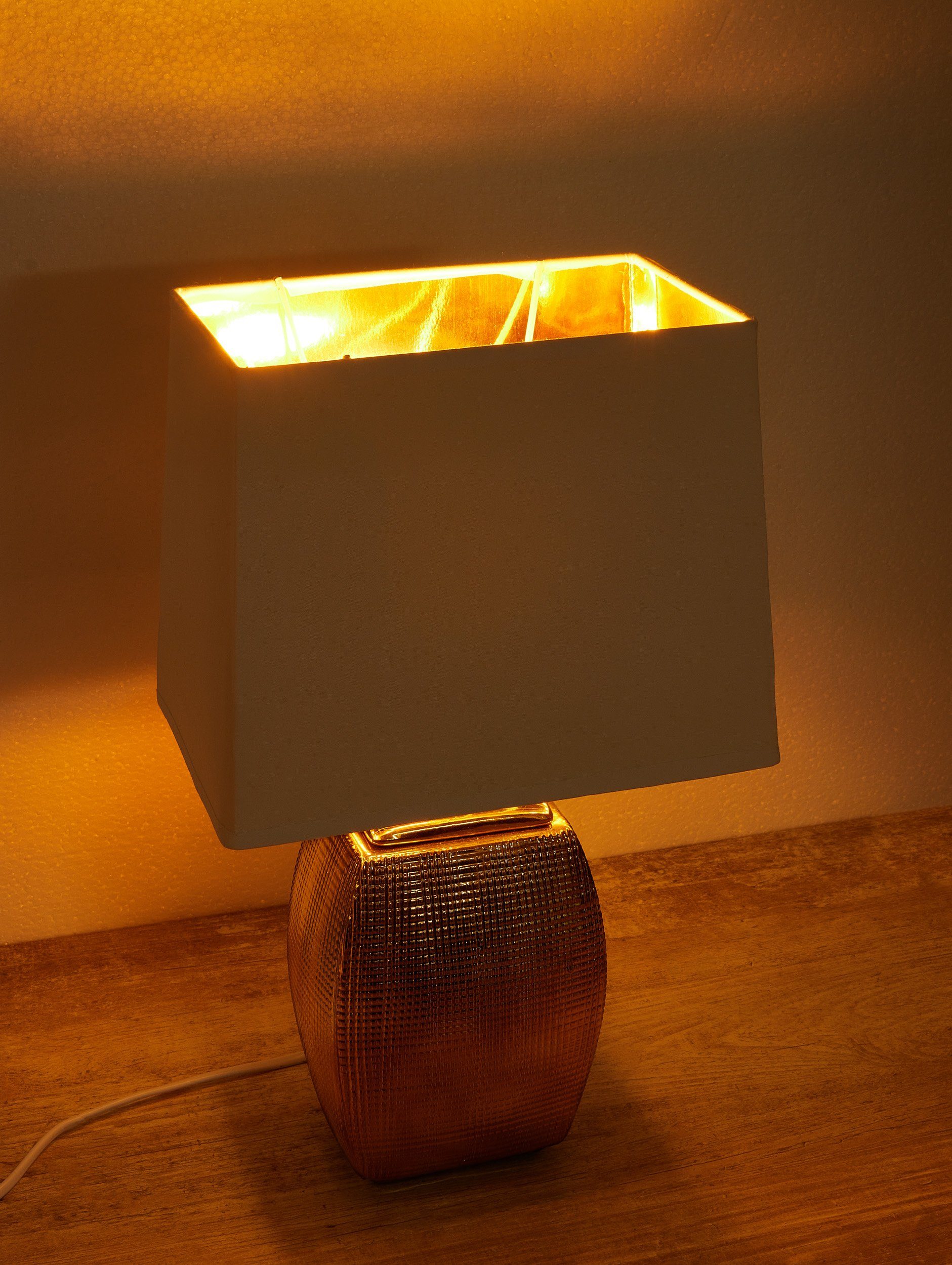 BRUBAKER Tischleuchte Nachttischlampe Gold - Tischleuchte günstig online kaufen
