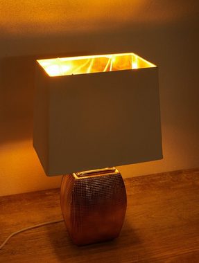 BRUBAKER Tischleuchte Nachttischlampe Gold - Tischleuchte Gold, Ohne Leuchtmittel, Keramikfuß, moderne Tischlampe