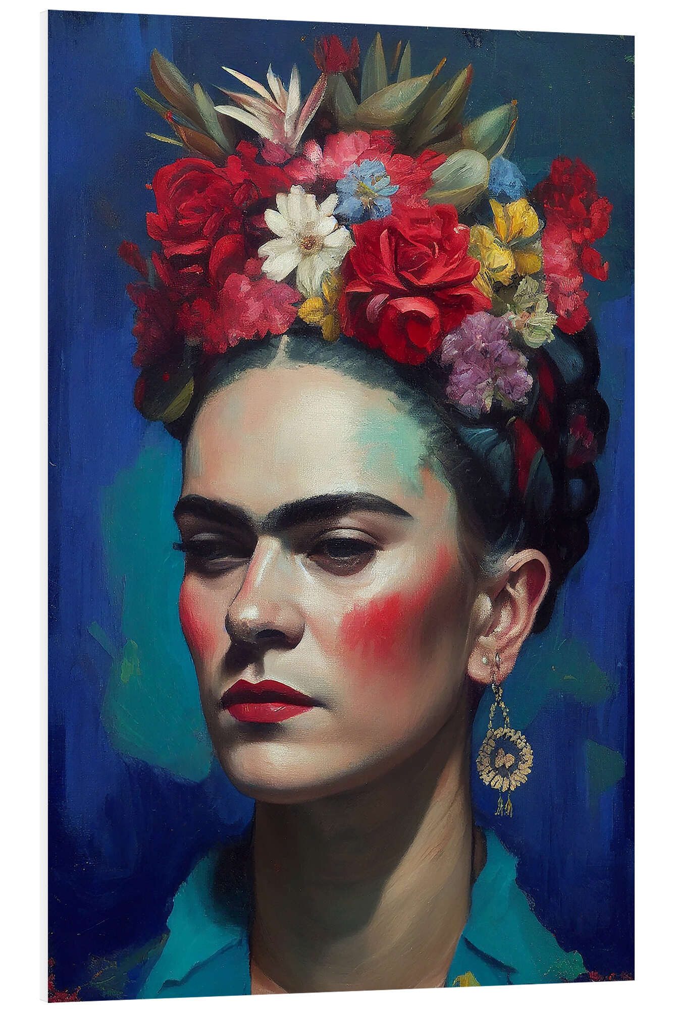 Wandbild Frida Kahlo with Flowers