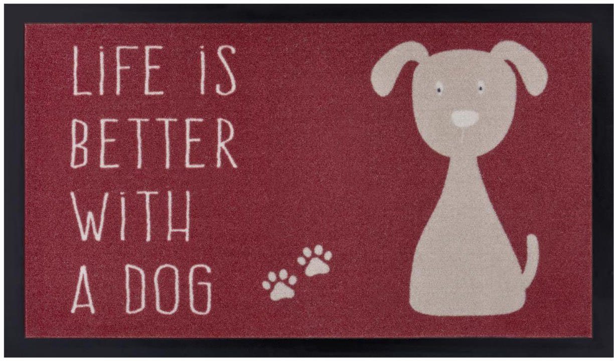 Fußmatte Hund, my home, rechteckig, Höhe: 5 mm, Rutschfest, Tiermotiv, Dog, mit Spruch, Robust, Pflegeleicht ziegelrot