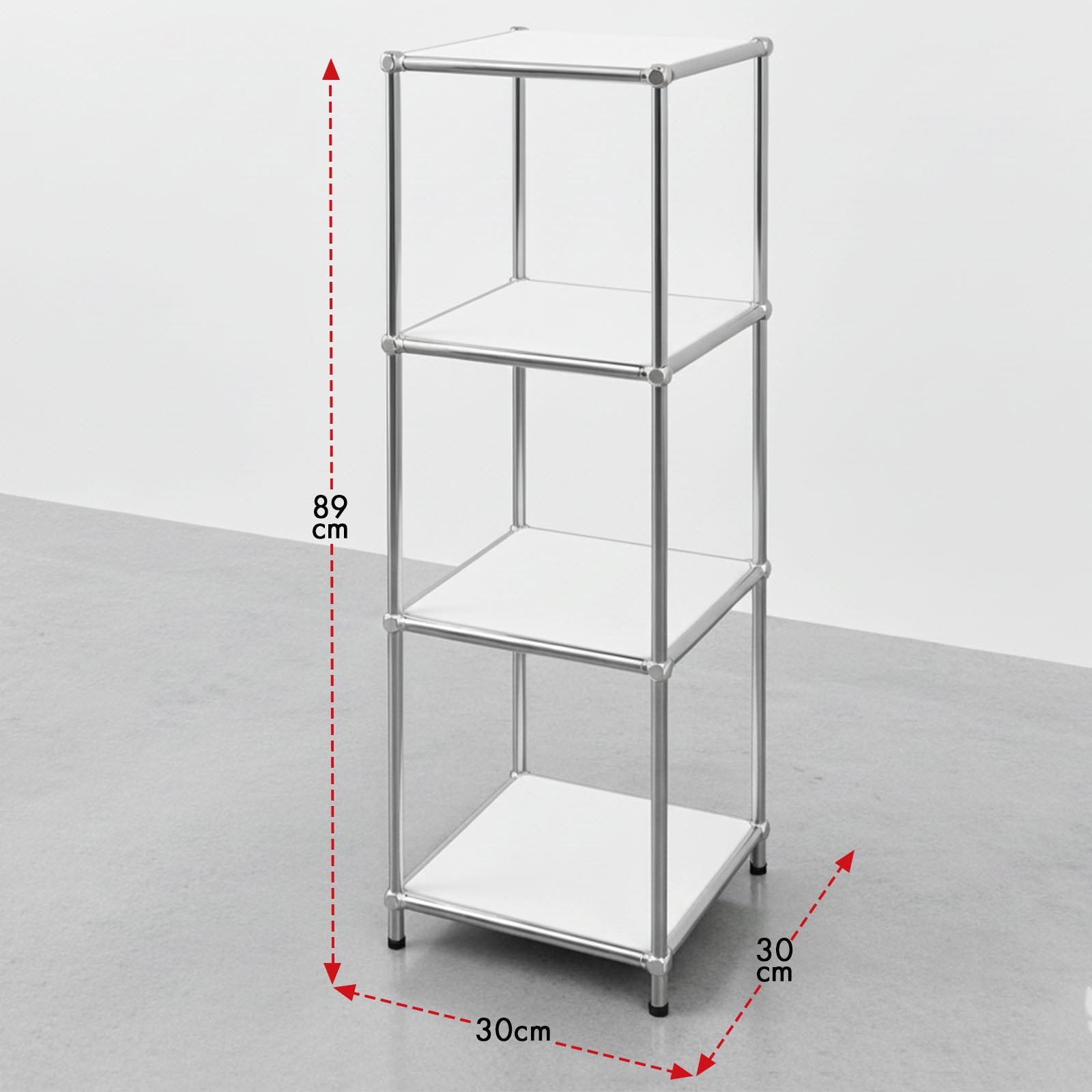 Floordirekt Standregal Concept Epure MK-005 Metallregal, B30 × T30 × H89 cm, diverse Farben, modular, Design Regal mit offenen Ablagen, verchromtes Metallgestel – Bild 3 von 5