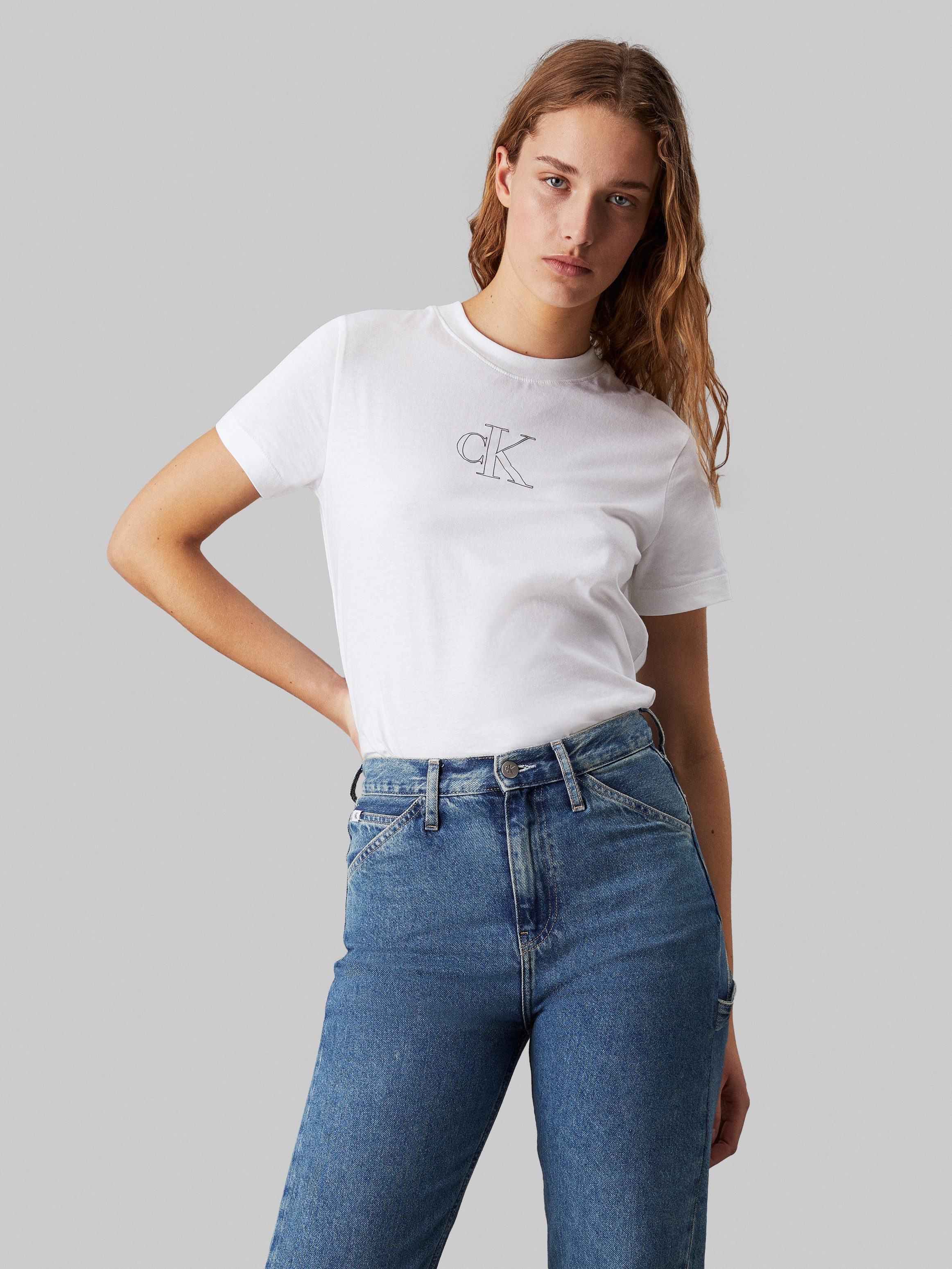 Calvin Klein Jeans T-Shirt OUTLINED CK REGULAR TEE mit Markenlabel