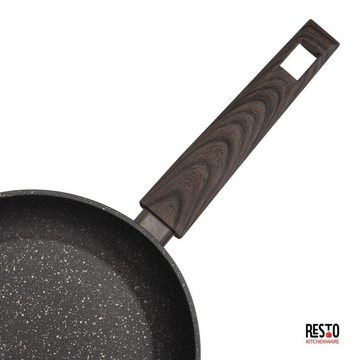 RESTO Kitchenware Bratpfanne CARINA, Geschmiedetes Aluminium, mit Antihaftbeschichtung 4-lagig für alle Herdplatten auch Induktion, ergonomischer Soft-Touch-Griff in Holzoptik