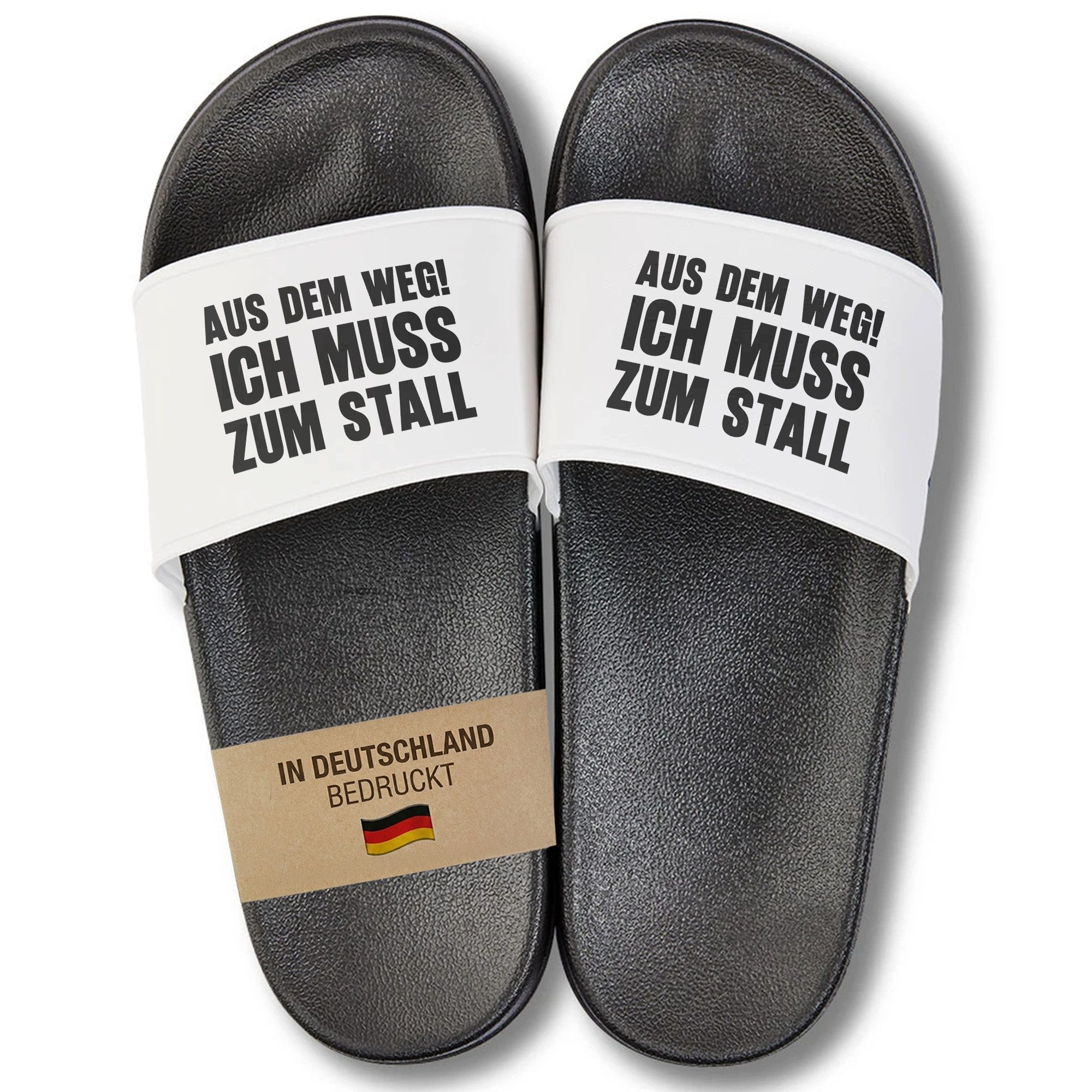 22Feels Geschenk Reiter Pferd Badelatschen Spruch Pferdemädchen Stall Badepantolette IN DEUTSCHLAND BEDRUCKT