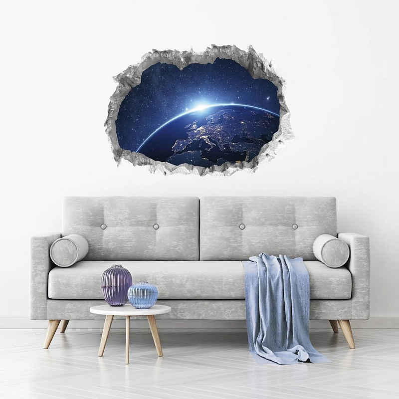 EASYmaxx Wandsticker Wandtattoo 3D fluoreszierend "Galaxy", 70 x 100 Planet Lichteffekt Wandaufkleber