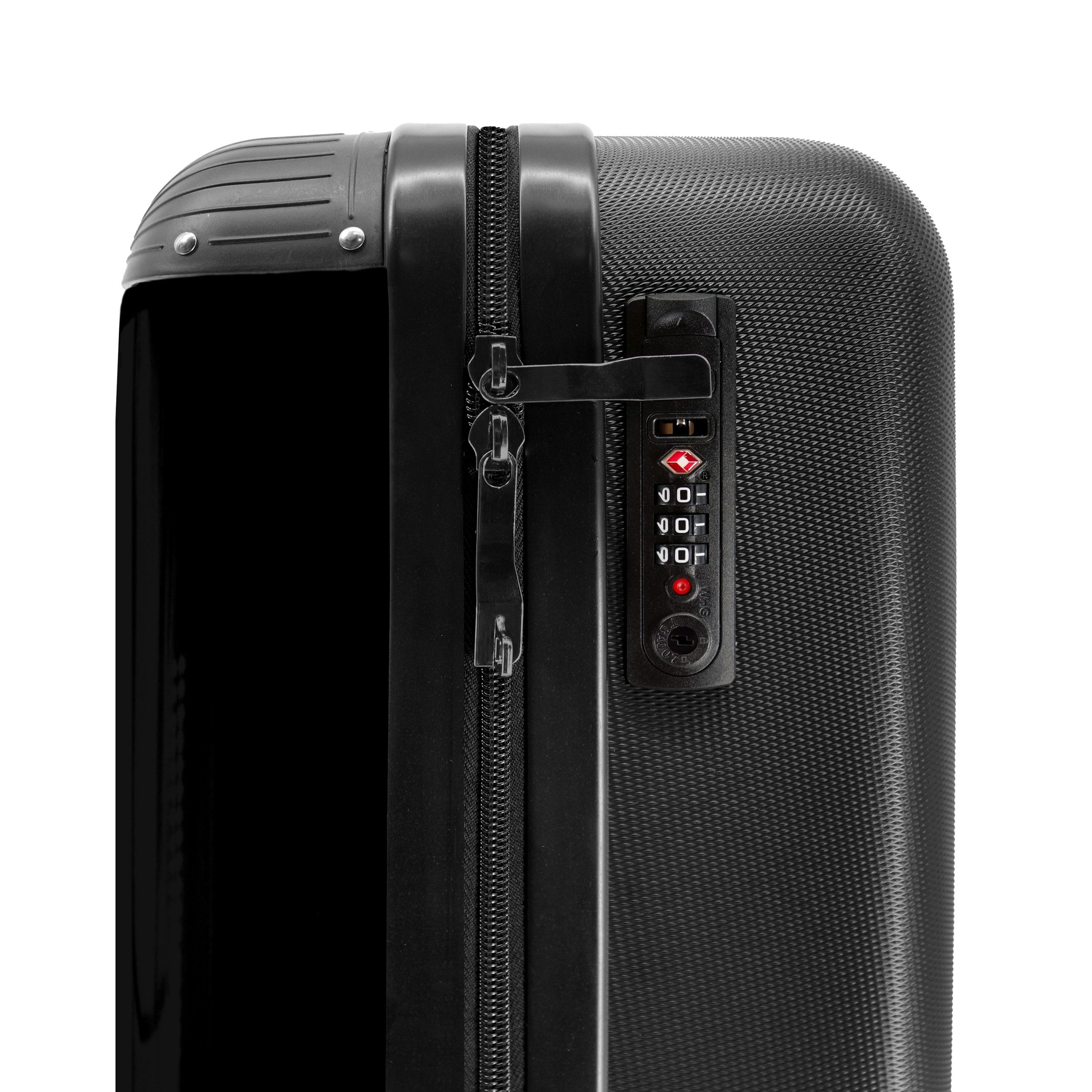 NoBoringSuitcases.com© Hartschalen-Trolley Schwarze und weiße Palme 55x35x20cm, 4 Rollen, Reisekoffer mit 4 Rollen, Carry on luggage, Männer