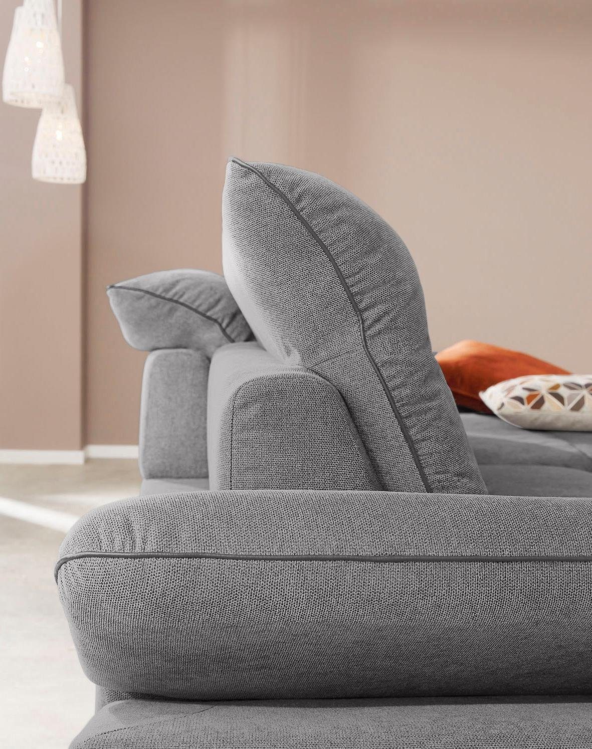 W.SCHILLIG Ecksofa enjoy&MORE, Designsofa, elegant und bequem, L-Form, Sitztiefenverstellung, Füße schwarz pulverbeschichtet, Breite 294 cm