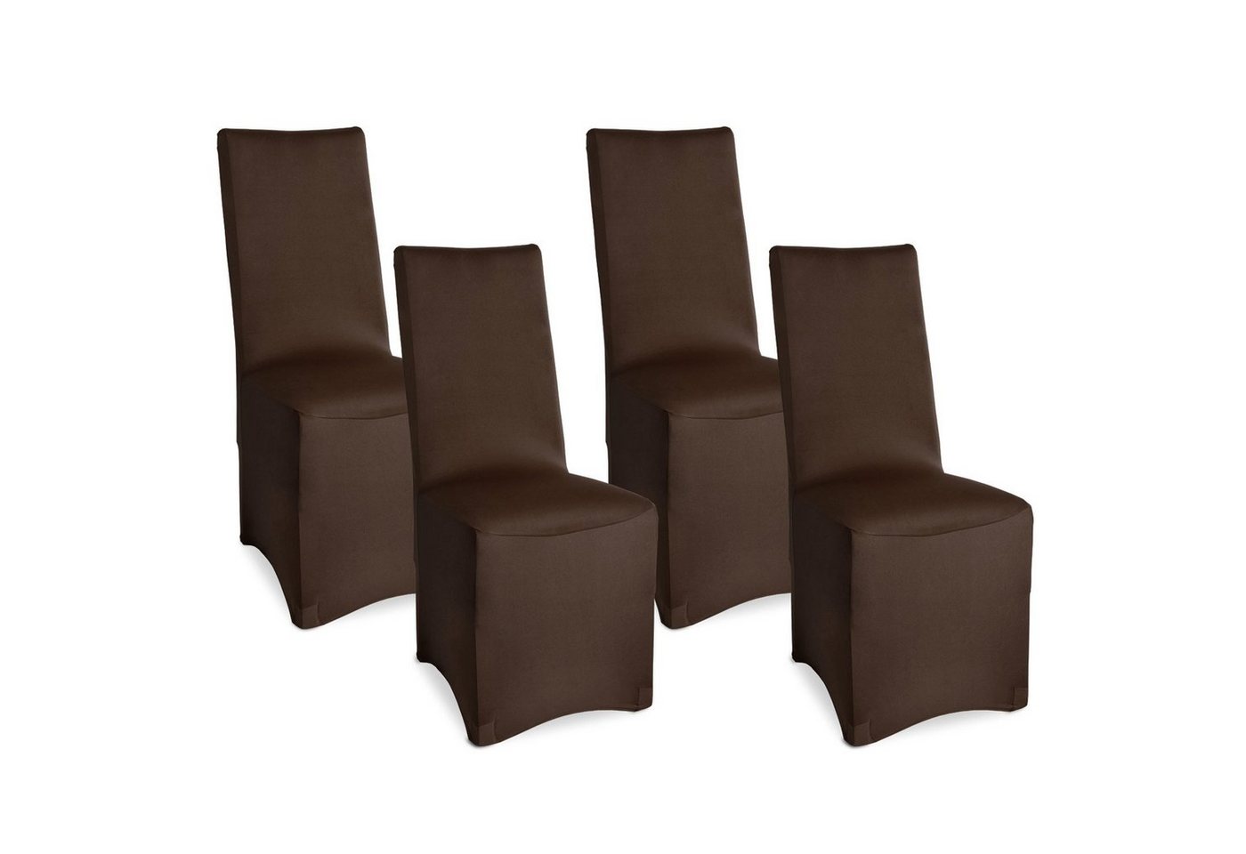 Beautissu Stuhlhusse Bankett Stuhlhussen 4er Set Leona, 45x90cm, Braun, legante Stretch Hussen für Stühle -Elastische Stuhl Überzüge