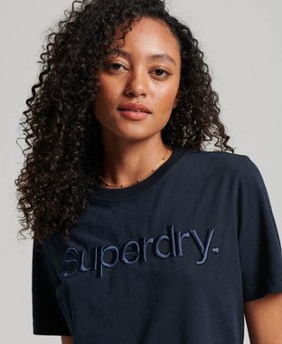 Superdry T-Shirt TONAL EMBROIDERED LOGO T SHIRT Eclipse Navy