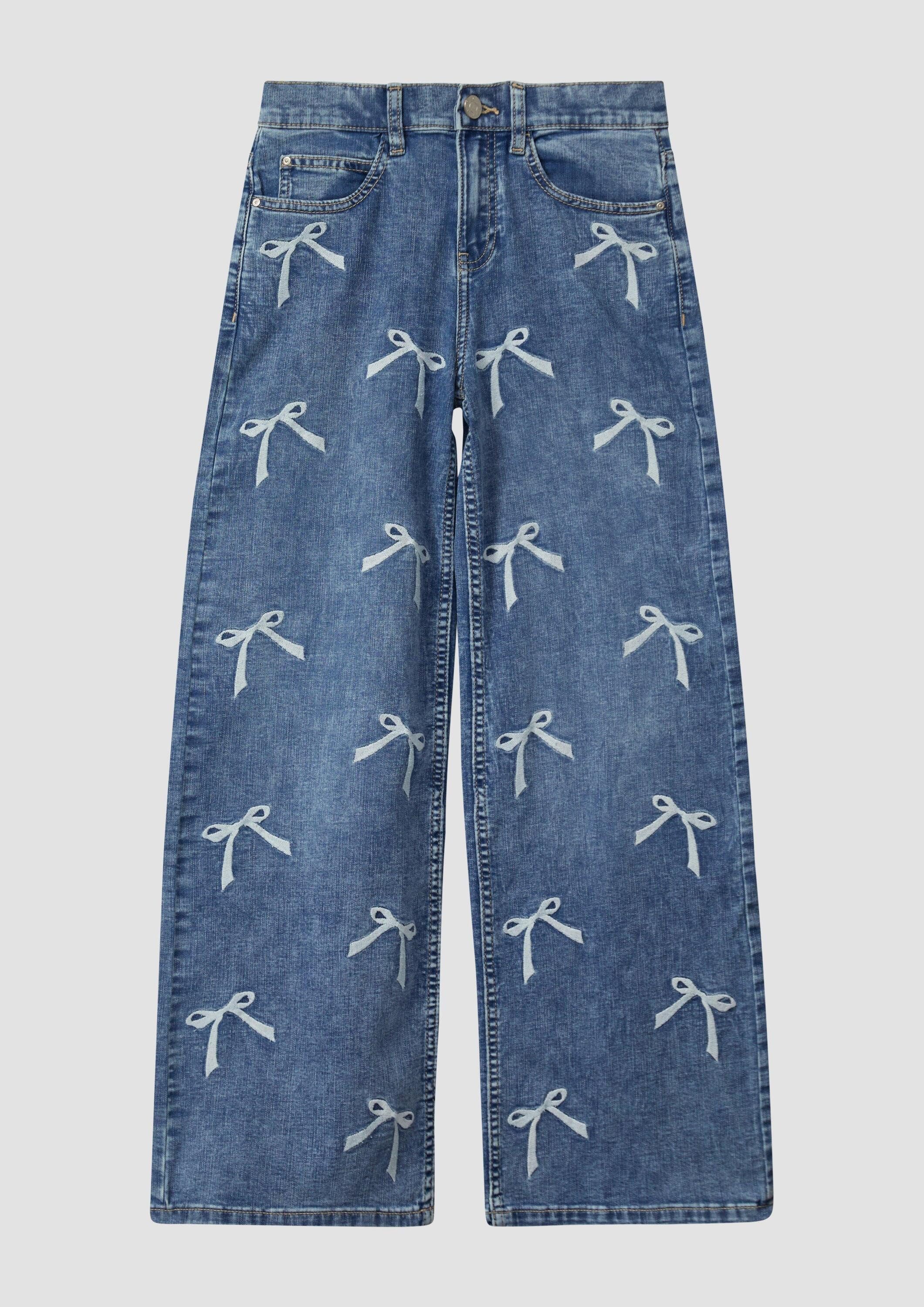 s.Oliver Weite Jeans Jeans-Hose WIDE LEG Wide Leg Jeans mit Stickerei / Regular Fit / Mid Rise