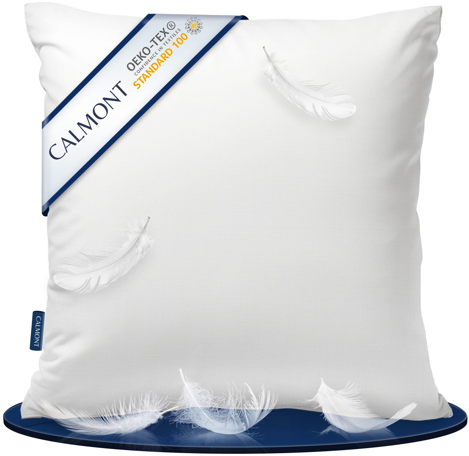 CALMONT Daunenkissen 80x80 3-Kammer, Daunenkopfkissen 80x80 und Daunenkissen 40x80, Füllung: 100% neue Daunen & Federn, Rückenschläfer, Seitenschläfer, Bauchschläfer, Für Allergiker geeignet, hergestellt in der EU, 40x80cm, 80x80cm