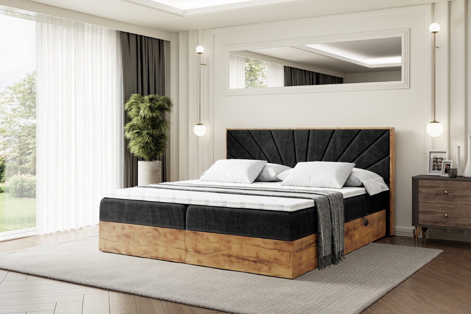ALTDECOR Boxbett LOLLI6 (Multipocket-Matratze H4, H3 Matratze Bonellfederung, Topper, Kopfteil)