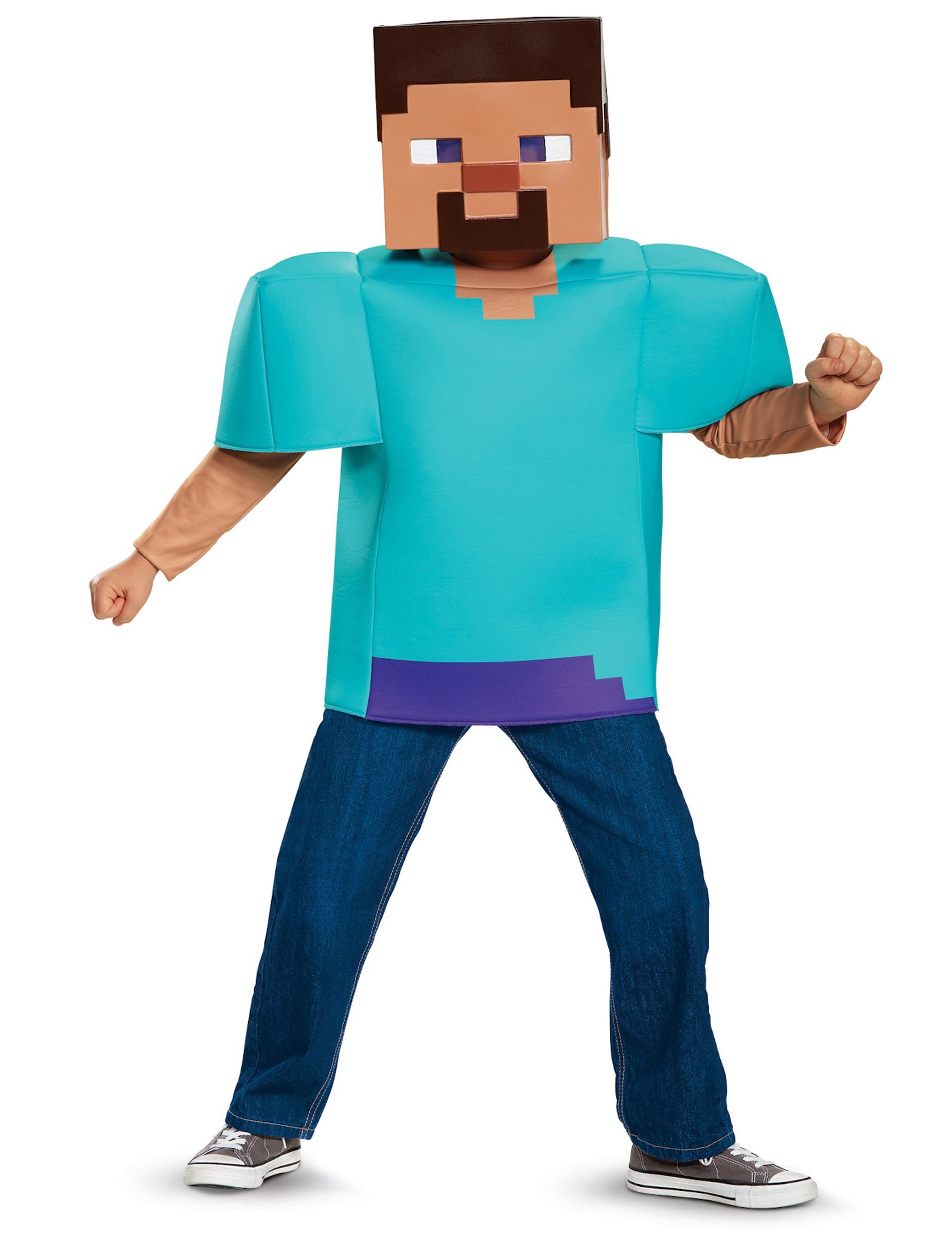Disguise Kostüm Steve Minecraft-Kostüm für Kinder Faschingskostüm türkis