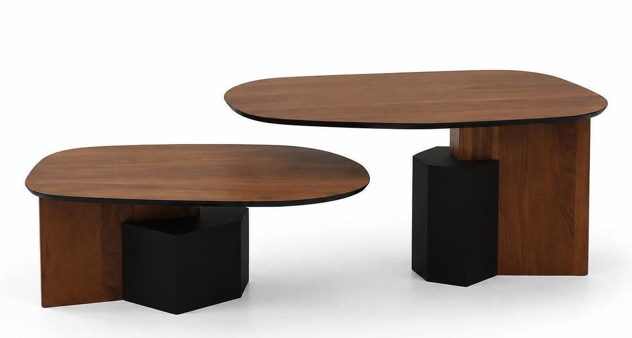 Xlmoebel Couchtisch Asymmetrischer Couchtisch in Schwarz für modernes Wohnen, Made in Europa