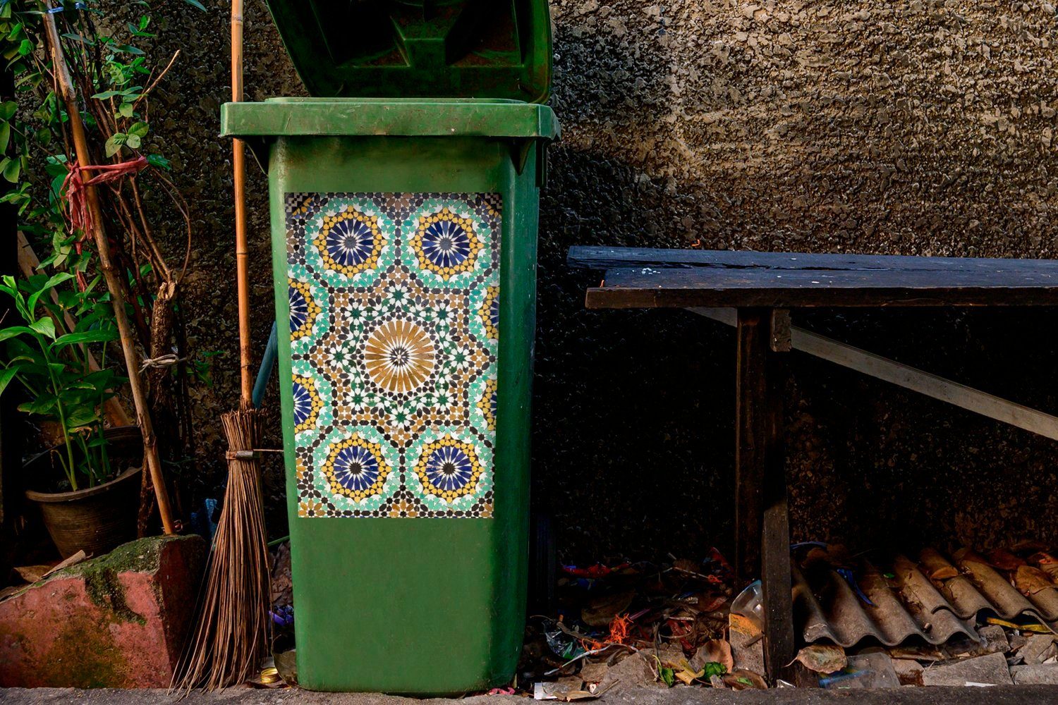 MuchoWow Wandsticker Eine Sticker, Mosaiks St), Abfalbehälter Container, marokkanischen Mülleimer-aufkleber, (1 Mülltonne, eines Nahaufnahme