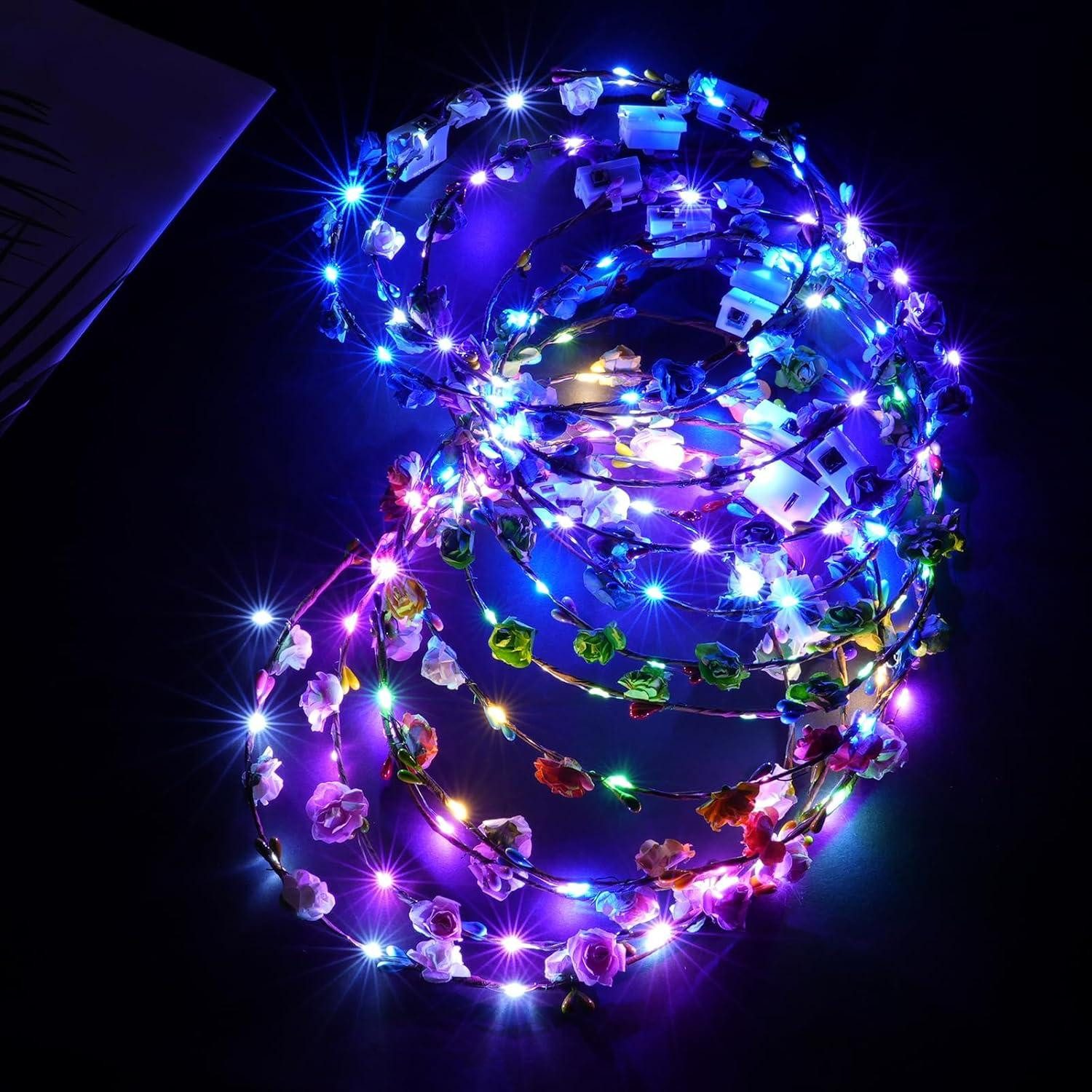 Haarreif LED Blumenkranz Stirnband 12PCS Haarkranz Mallorca Party Damen Kinder