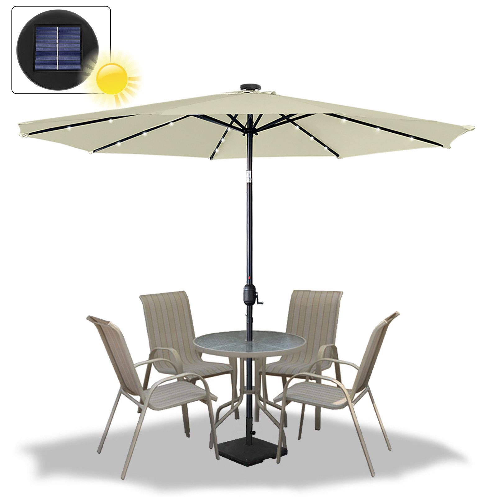 FIVMEN Sonnenschirm 300cm/350cm Gartenschirm Terrassenschirm UV-Schutz Marktschirm, mit Windschutz Aluminium Schirm für Garten & Terrasse