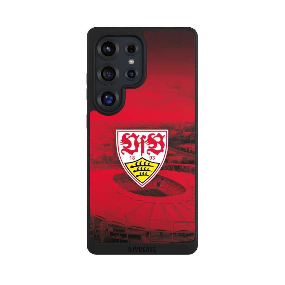 NIVOCASE Handyhülle VfB Stuttgart Stadion Offizielles Lizenzprodukt VfB Stadion Rot, Samsung Galaxy S25 Ultra Handyhülle Hülle NIVOpure Case Schwarz