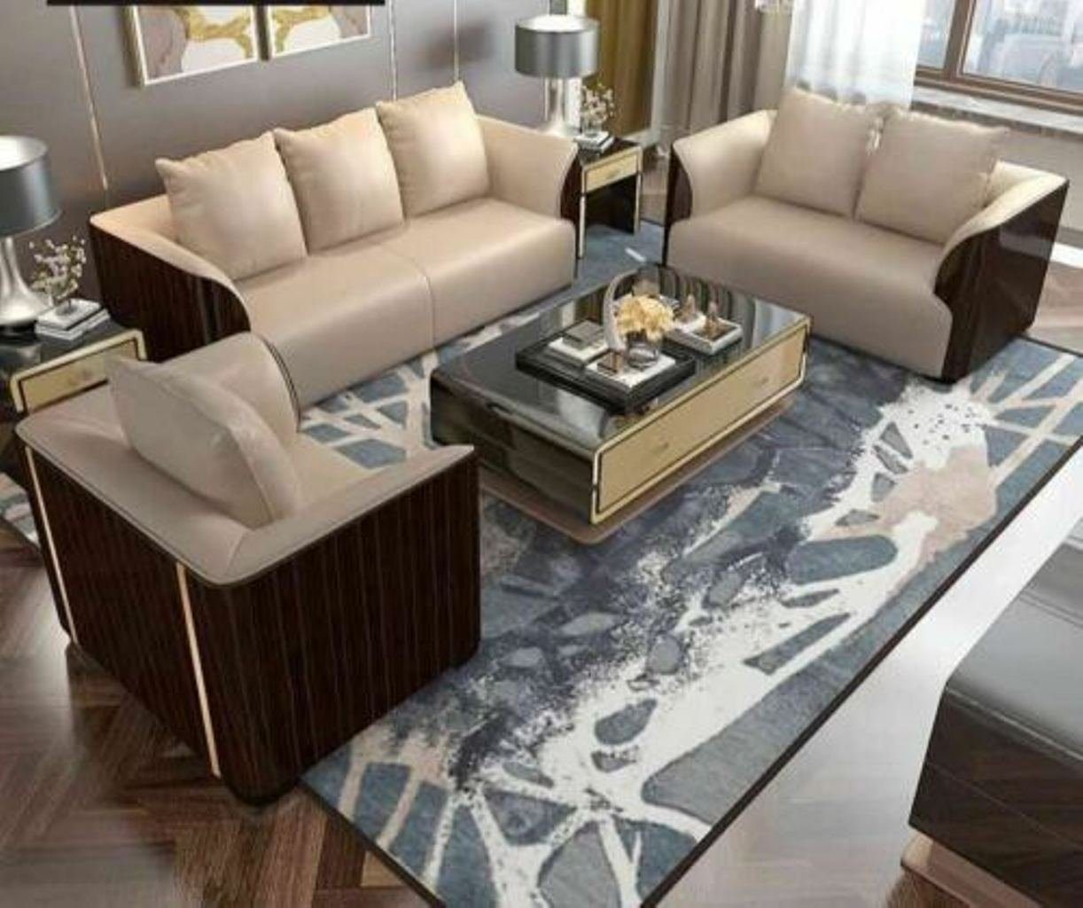 JVmoebel Wohnzimmer-Set, Designer Wohn Zimmer Sitz Möbel Couch Polster Leder Garnitur 3+2+1