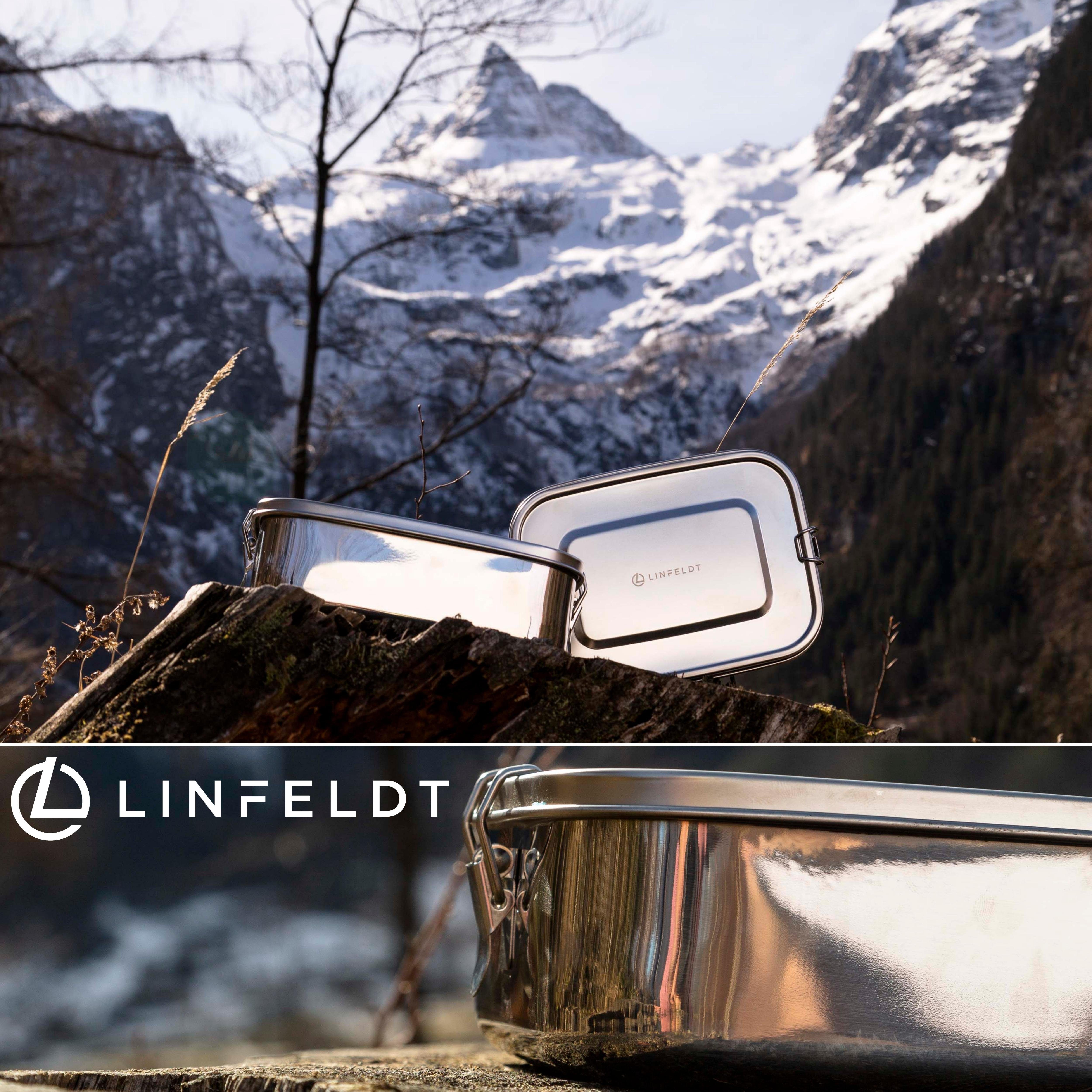LINFELDT Lunchbox Edelstahl Brotdose mit + Auslaufsicher & Spülmaschinenfest 3 Fächern