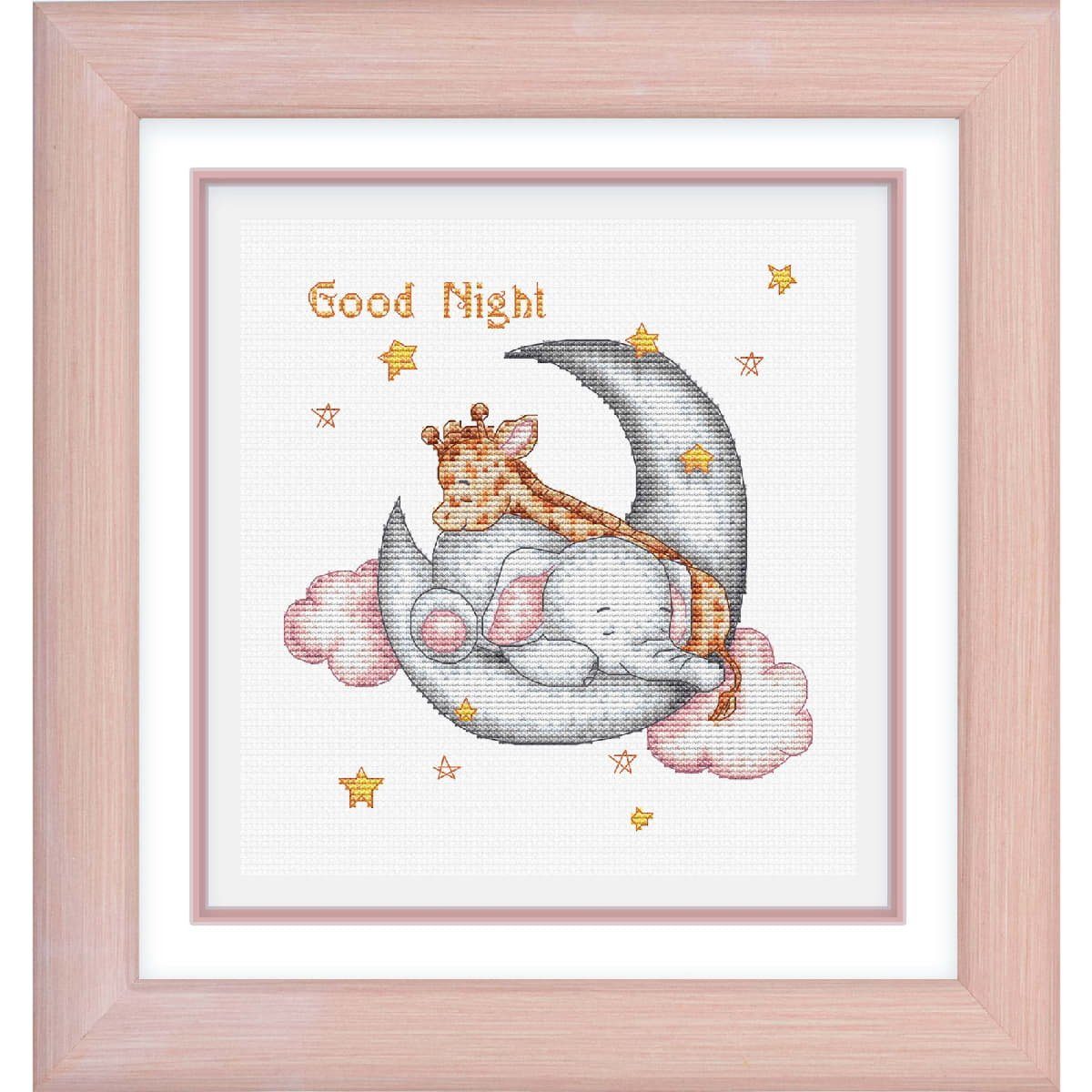 Luca-S Kreativset Luca-S Kreuzstich Set mit Rahmen "Gute Nacht", Zählmuster, 29x30cm, (embroidery kit by Marussia)