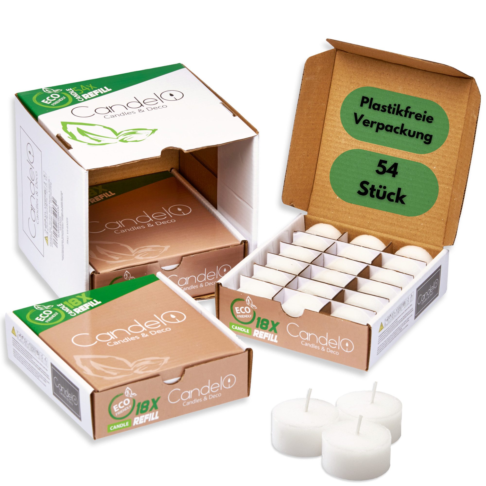 Candelo Teelicht Teelicht 54er Set Eco Refill Kerzen Vorratspack Weiß - Wac günstig online kaufen