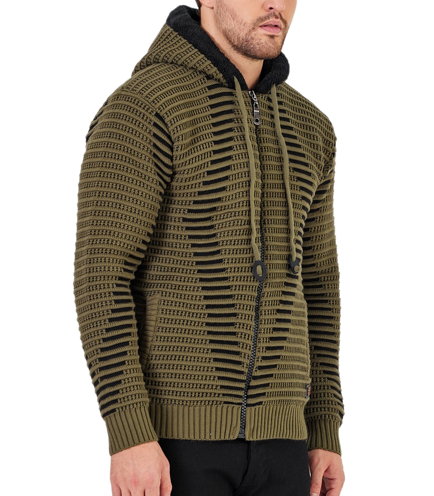 Baxboy Strickpullover Herren Gefütterte Winter Kapuzenpullover günstig online kaufen