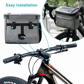 CALIYO Handy-Lenkertasche Lenkertasche Fahrrad mit lenkeradapter, 4.2L fahrradkorb vorne Tasche, mit transparenter Touchscreen und abnehmbarem Schultergurt