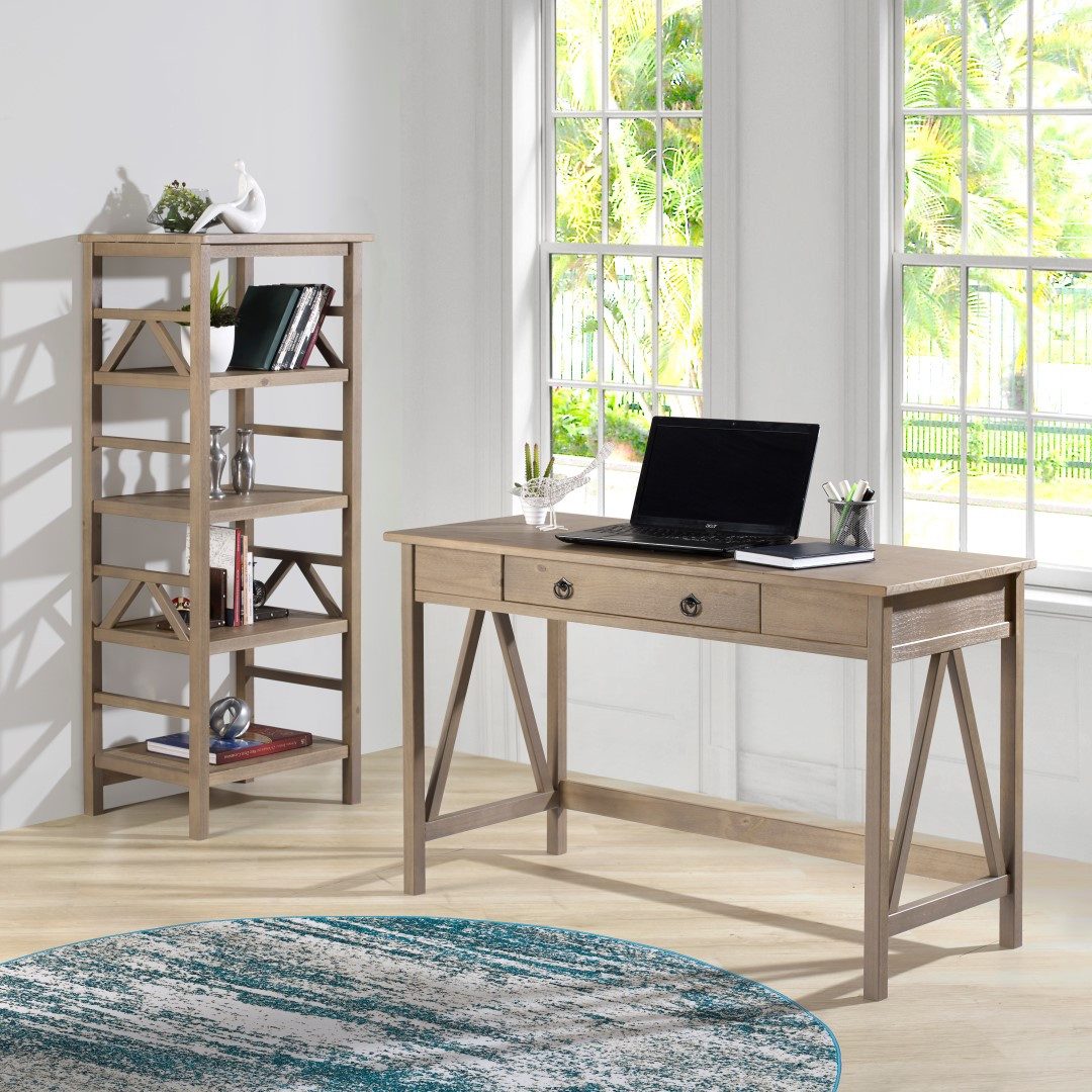 loft24 Schreibtisch Tulle, Arbeitstisch, Tisch mit Schublade, Kiefer Massivholz, Breite 117 cm