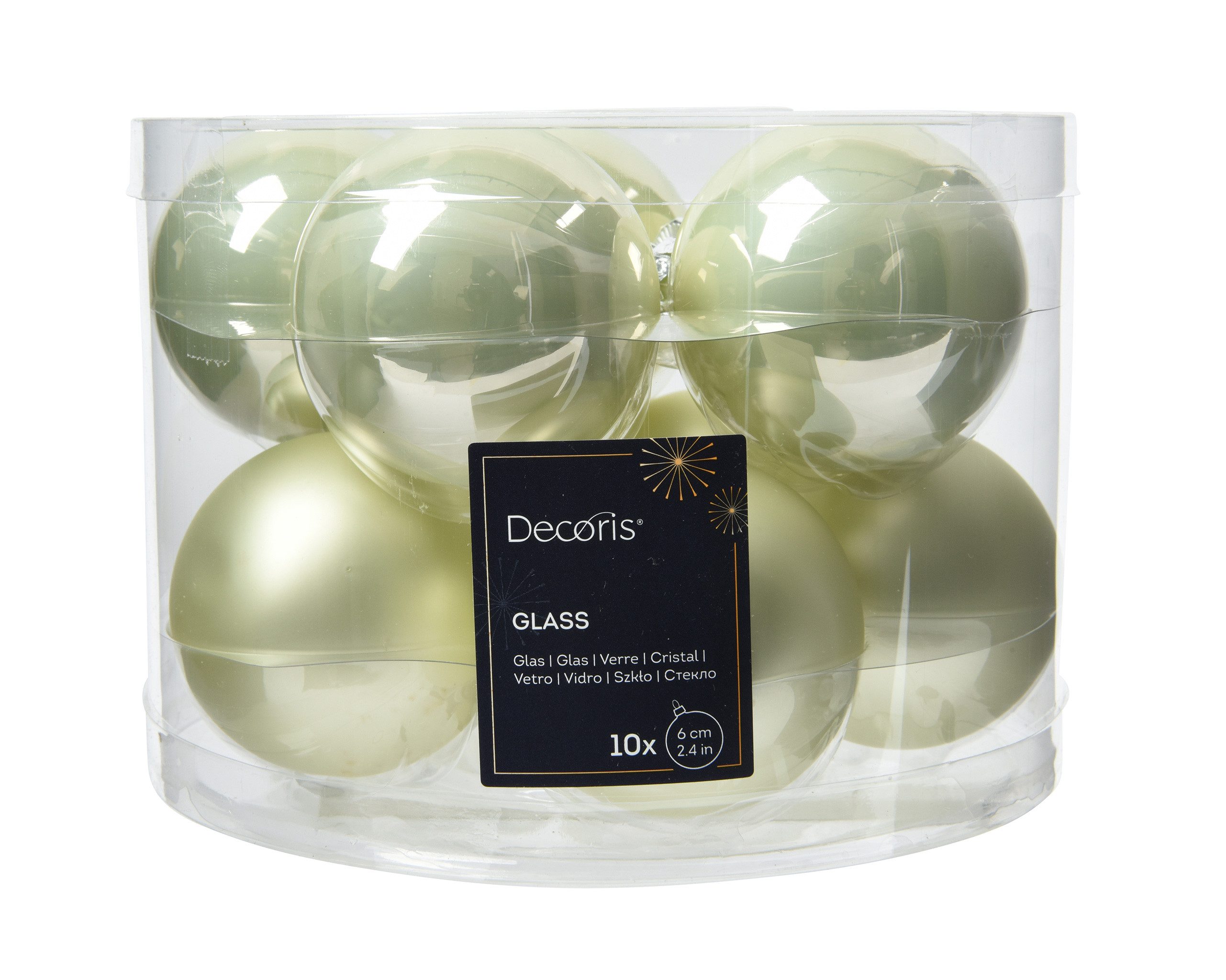 Kaemingk Weihnachtsbaumkugel, Weihnachtskugeln Glas 6cm x 10 Stück - Hell Minze