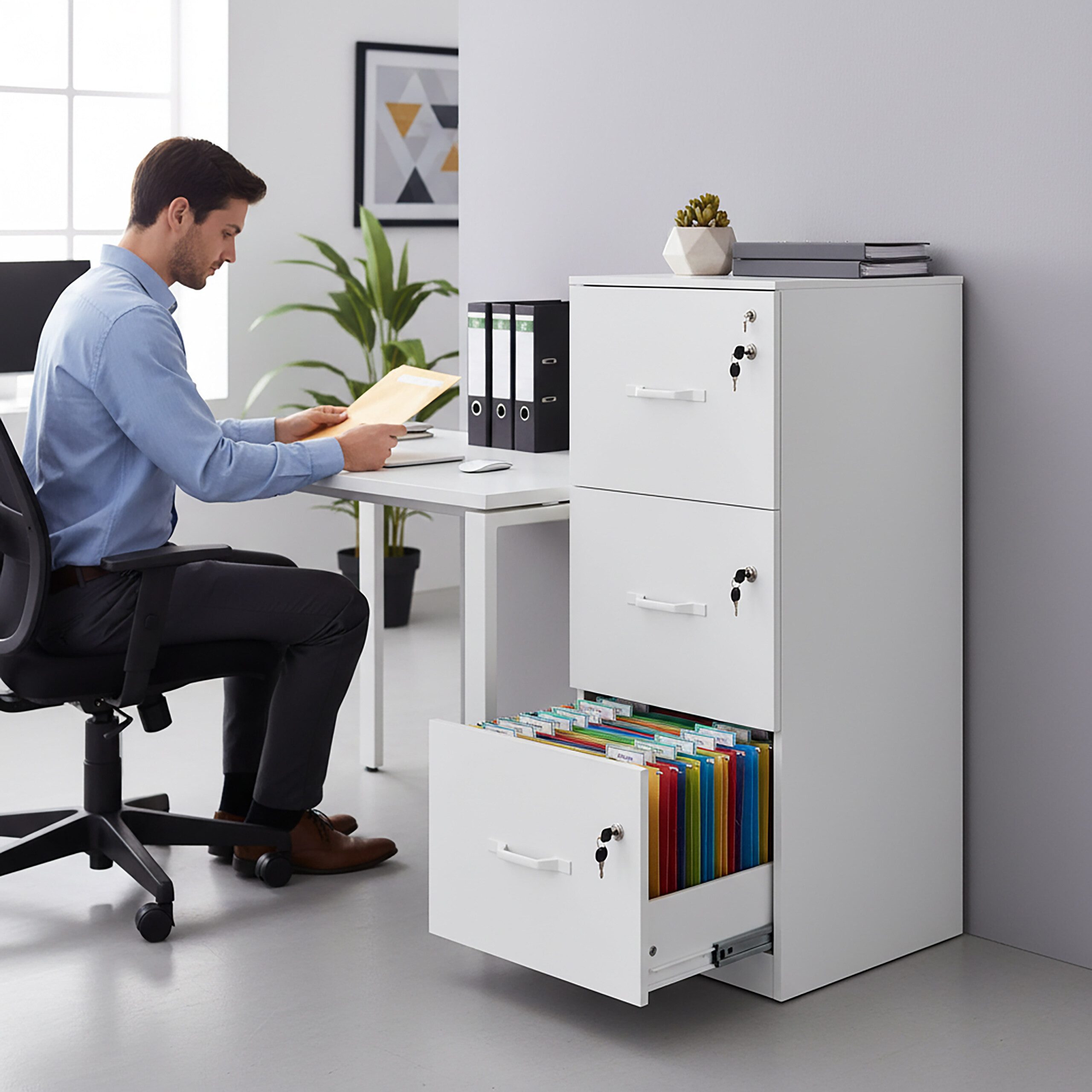 relaxdays Aktenschrank Hängeregist weiß günstig online kaufen