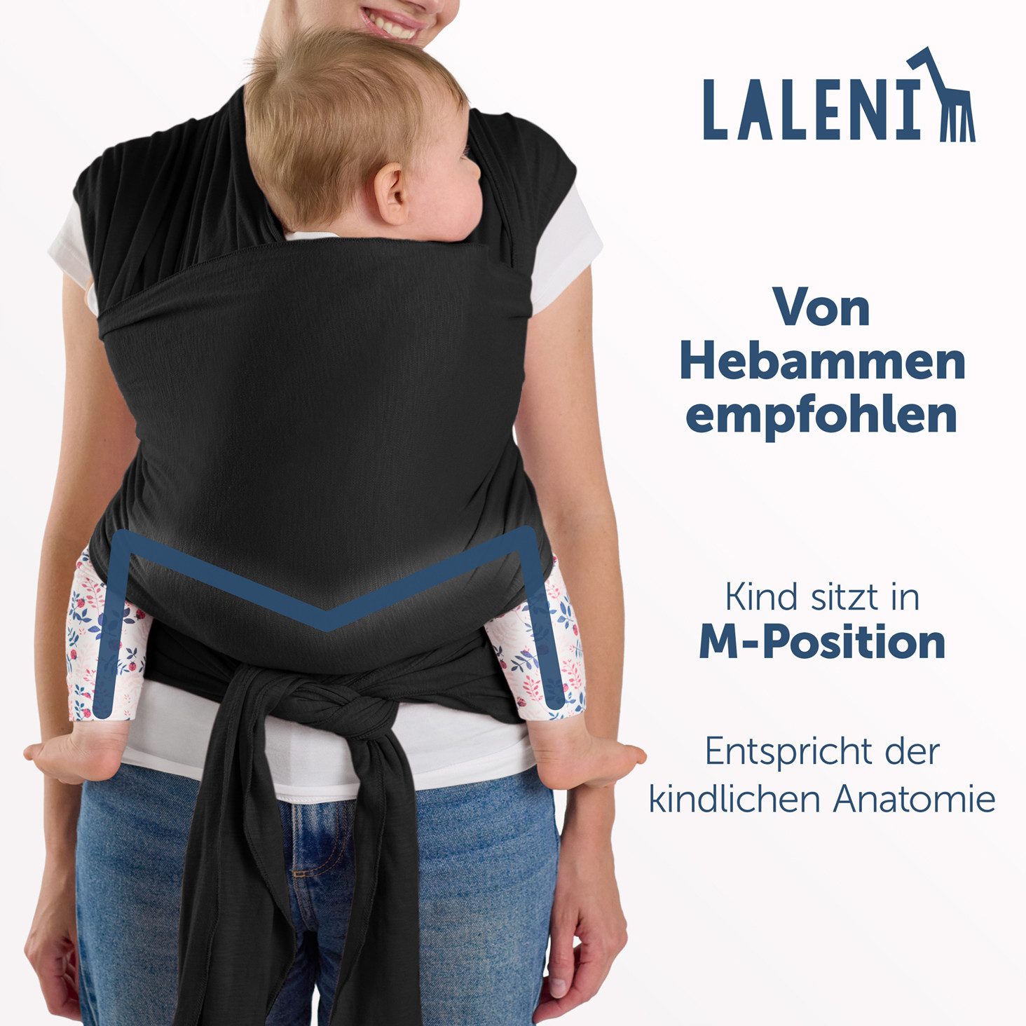 Laleni Tragetuch für Neugeborene bis 15kg - 100% weiche Baumwolle, Babytragetuch aus Baumwolle, OEKO-TEX Zertifiziert, ab Geburt geeignet