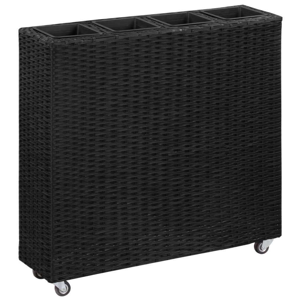 DOTMALL vidaXL Hochbeet Garten-Hochbeet mit 4 Töpfen 80x22x79 cm Poly Rattan Schwarz (1 St)