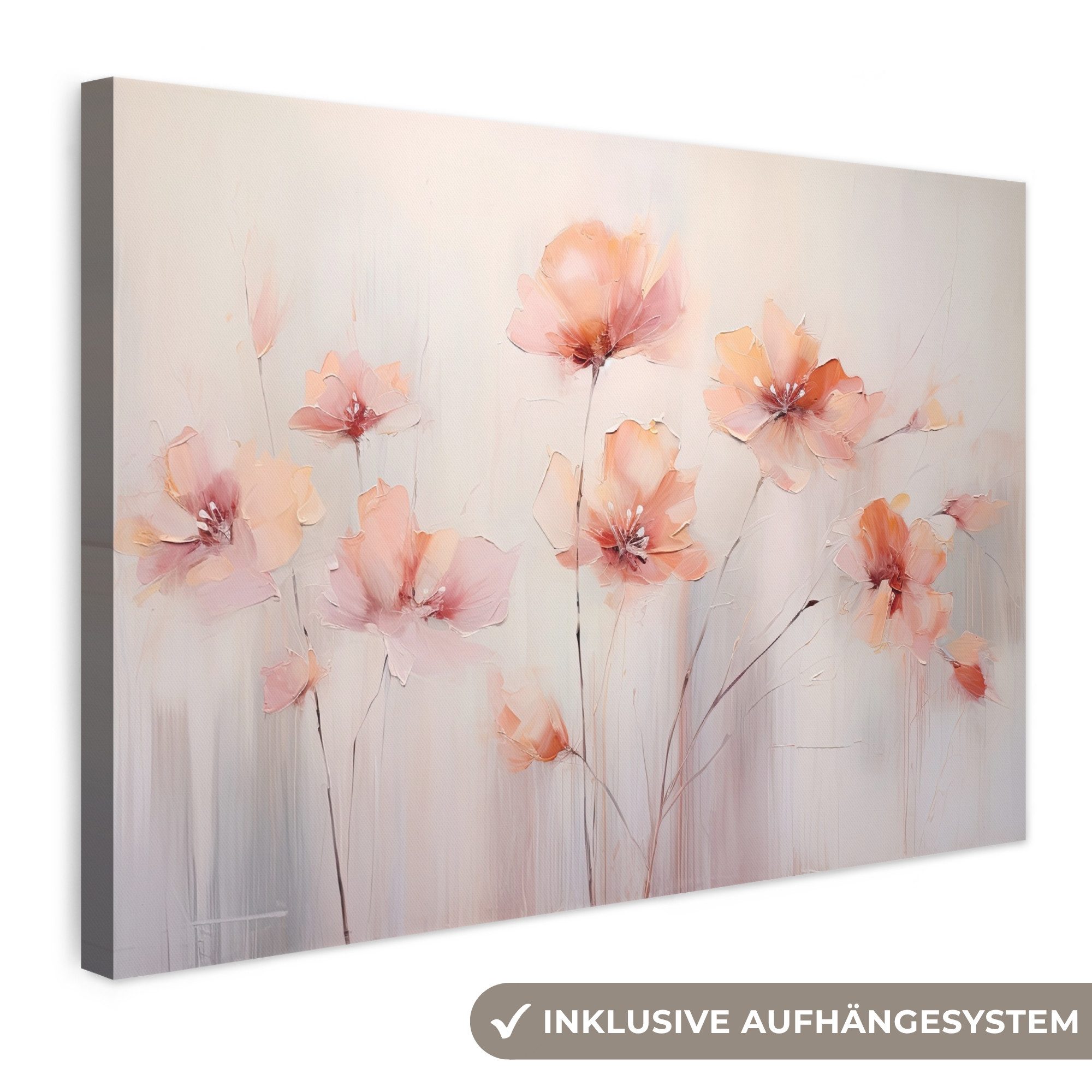 OneMillionCanvasses® Leinwandbild Mohn - Blumen - Kunst - Abstrakt - Aquarell, Fotodruck (1 St), Leinwand Bilder Klein, Wand Dekoration Aesthetic 30x20 cm