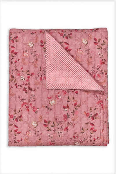 Wolldecke Tokyo Blossom Quilt Dark Pink 270X260 Dunkeles Rosa 270 x 260 cm, PiP Studio, Tagesdecke Kuscheldecke Decke Wohndecke