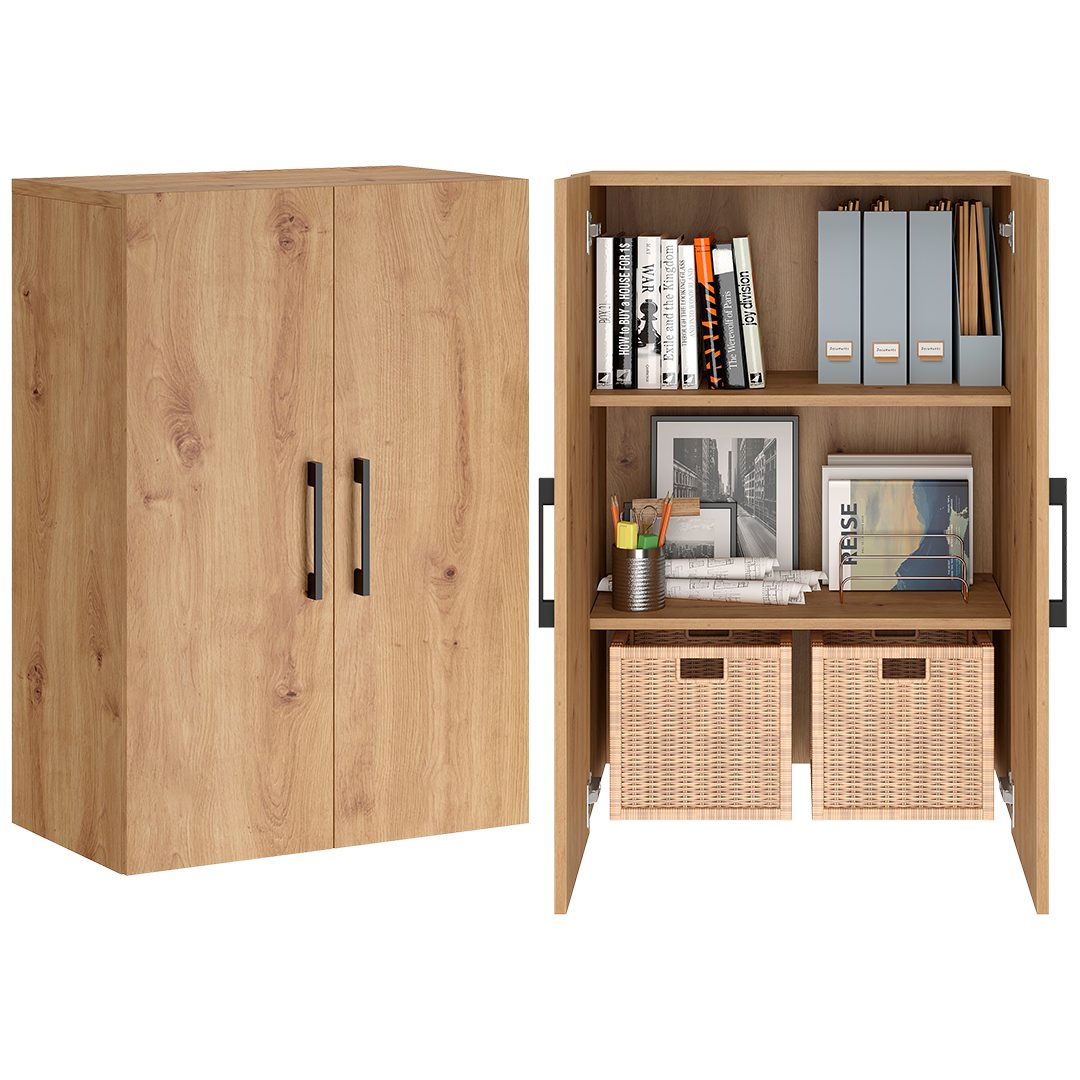 Bellamio Mehrzweckschrank Apol 88 cm hoch (3 Fächer, Eichenoptik) Büroschrank verfügbar mit & ohne Schublade