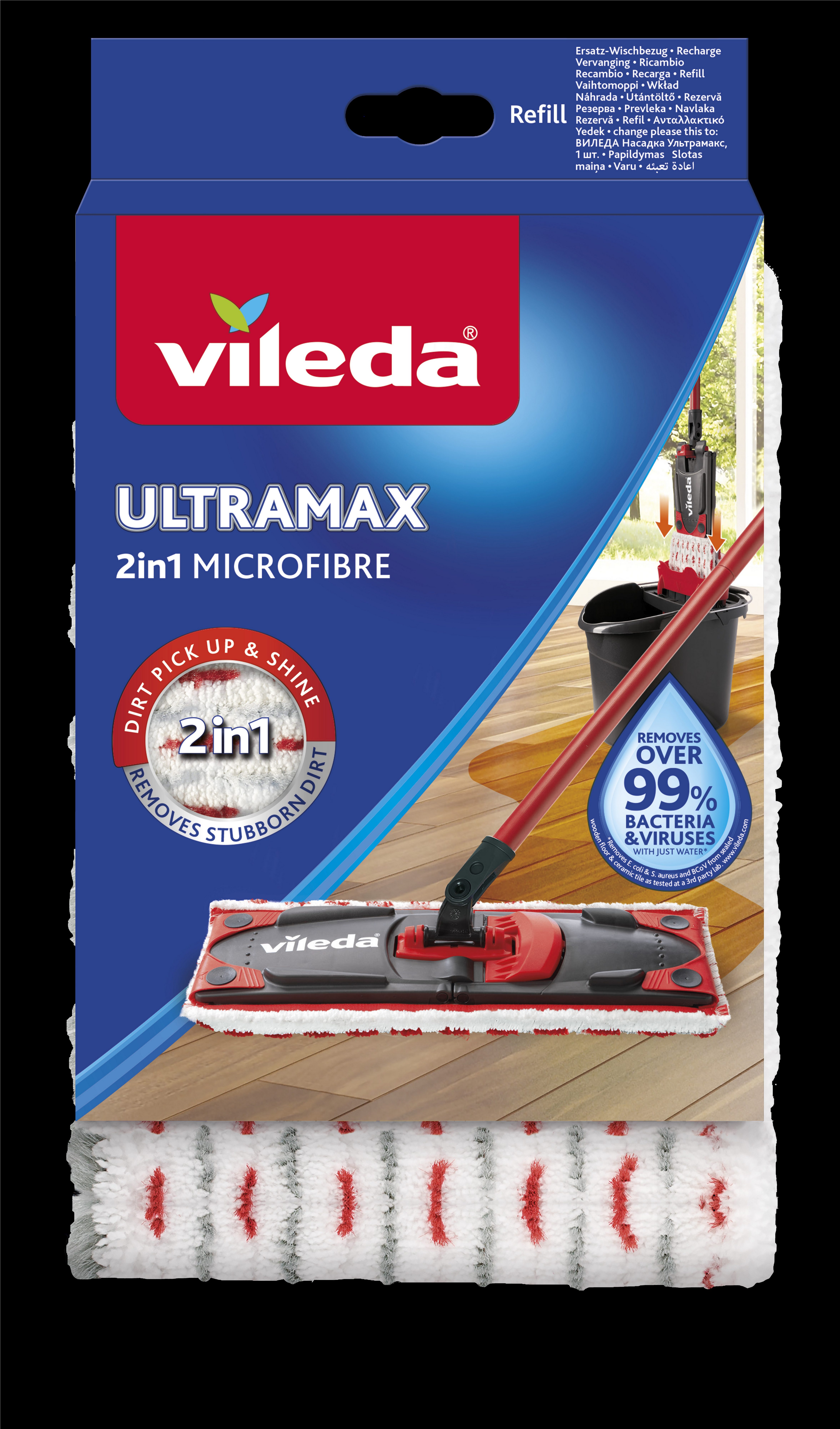 Vileda Vileda ULTRAMAX 2in1 Ersatzbezug Wischbezug (Mikrofaser, 15, 1-tlg., für alle Vileda ULTRAMAX Systeme)