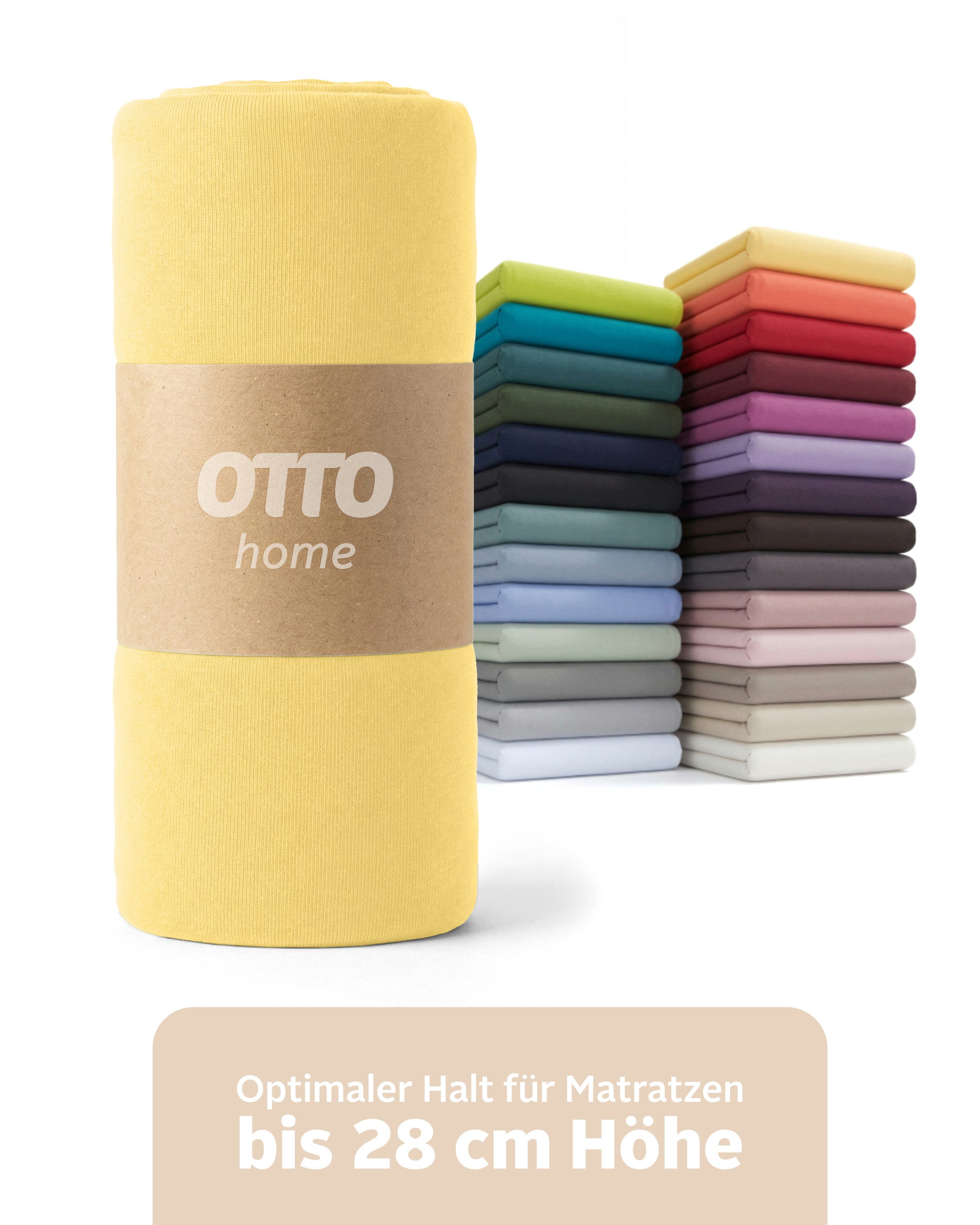 OTTO home Spannbettlaken BLACKBERRY in PREMIUM und BASIC Qualität, 100% Baumwolle, Jersey (110 g/m), Gummizug: rundum, (1 Stück), für hohe Matratzen bis 28 cm, Bettlaken, Spannbetttuch, Boxspring