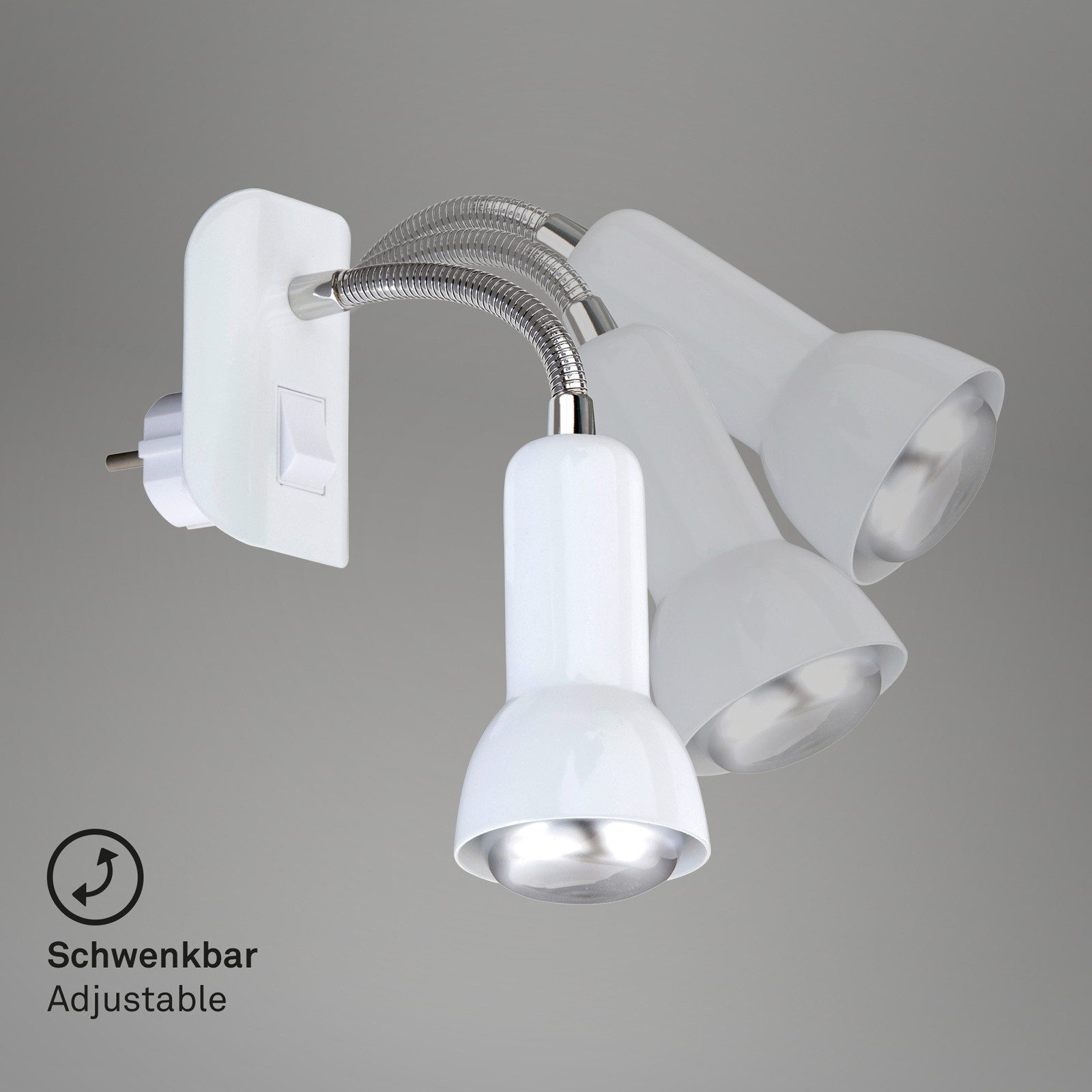 Briloner Leuchten Wandleuchte Wandlampe Extra-Warmweiß Flexarm E14, ohne Leuchtmittel, 2700K - Extra - Warmweiß, Flexarm, Wippschalter, titan, max. 25 W, exkl. E14, 7 x 22 x 14 cm