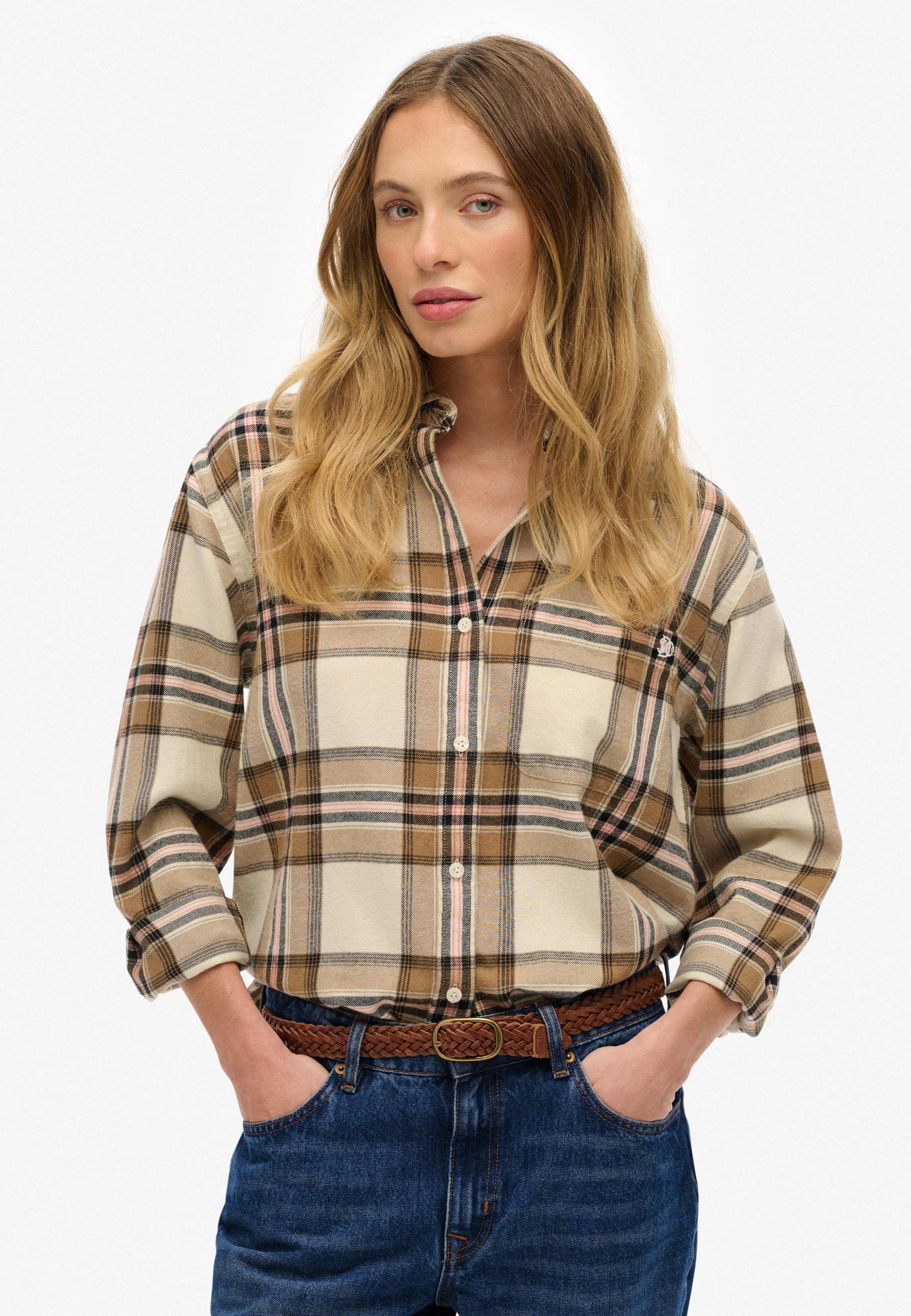 Superdry Karobluse CHECK FLANNEL BOYFRIEND SHIRT