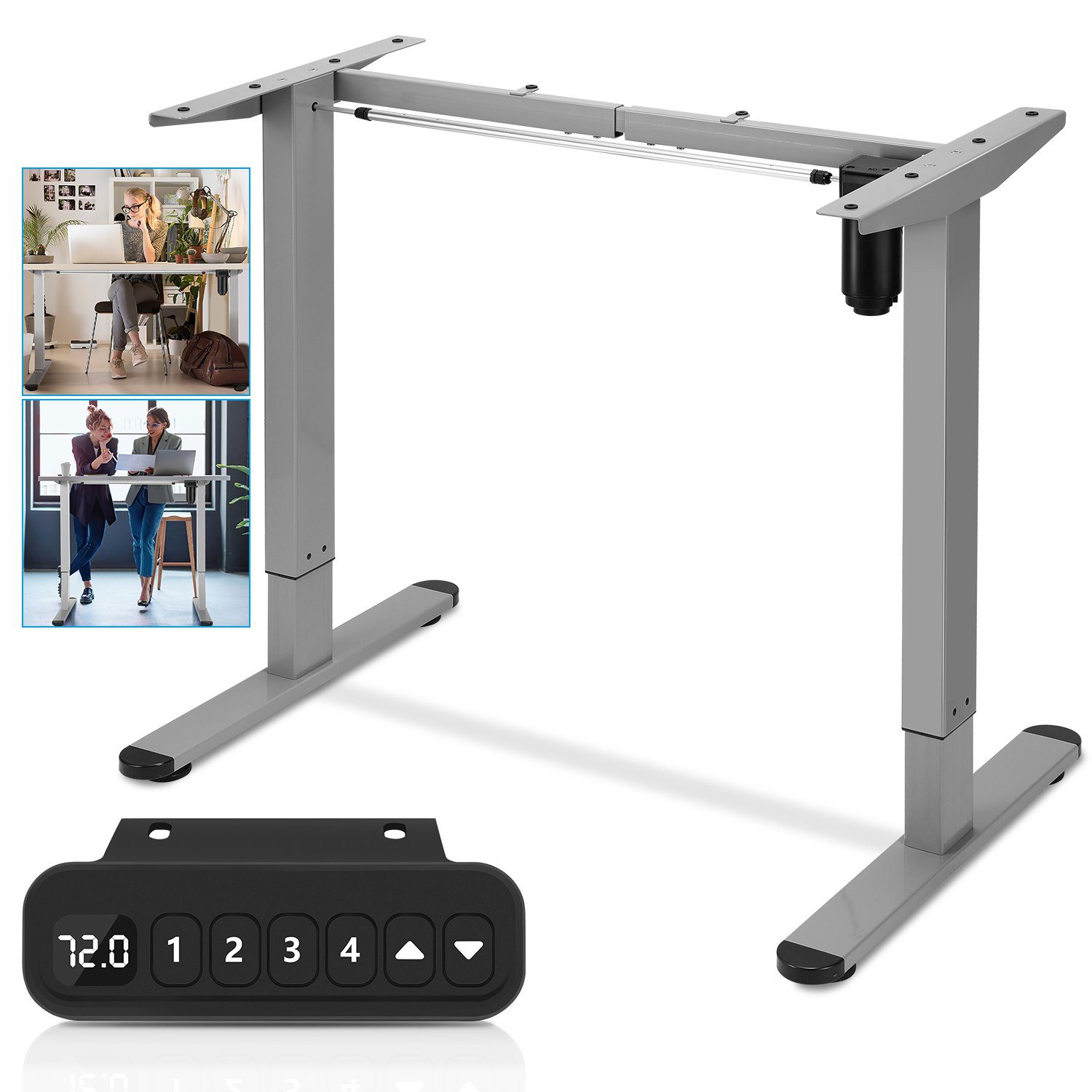 Gimisgu Schreibtisch Grau Kollisionschutz Stahl bis Schreibtisch Höhenverstellbarer 1 80kg belastbar Tisch), (1-St