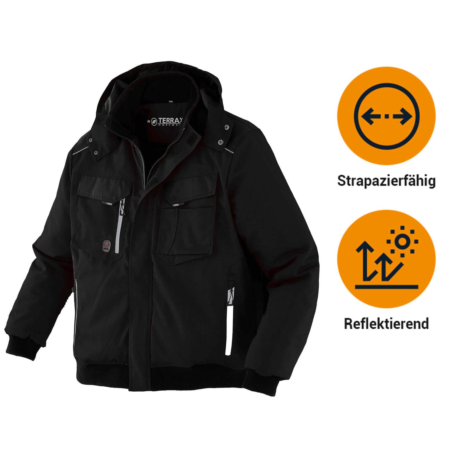 Terrax Workwear Arbeitsjacke Wattierte Pilotenjacke Herren Pilotenjacke mit Stehkragen und reflektierenden Details – Bild 2 von 2
