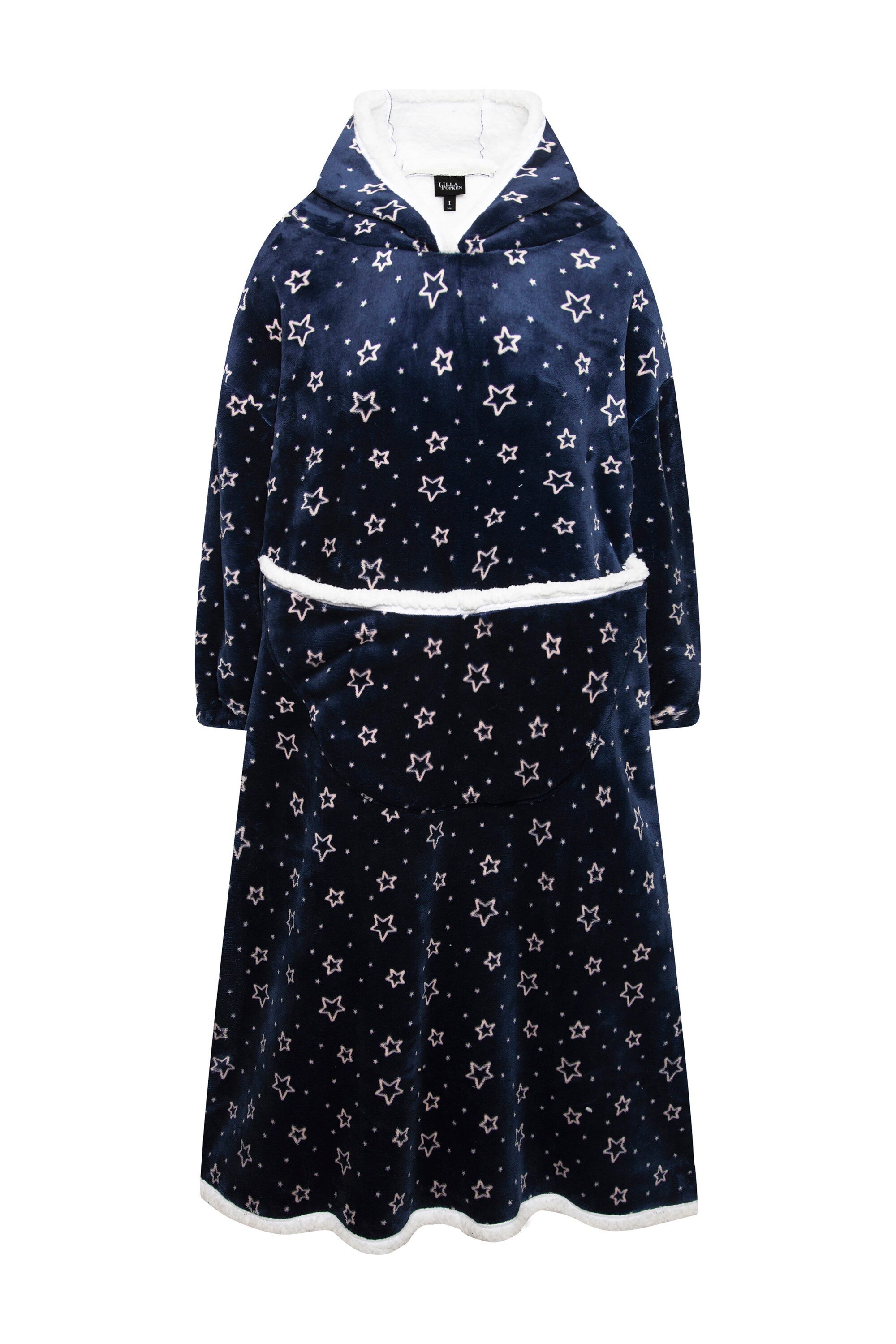 Ulla Popken Bademantel Loungewear-Poncho Plüsch Kapuze Langarm Tasche, Lang günstig online kaufen